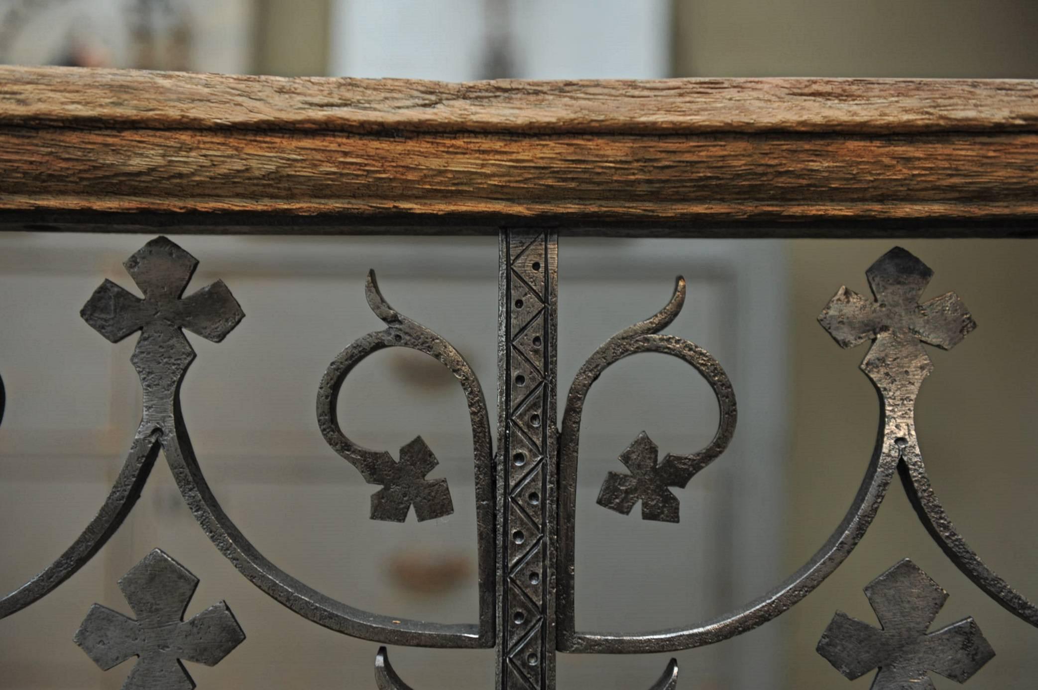 French Late 19th Century Iron and Oak Rembarde Balcony