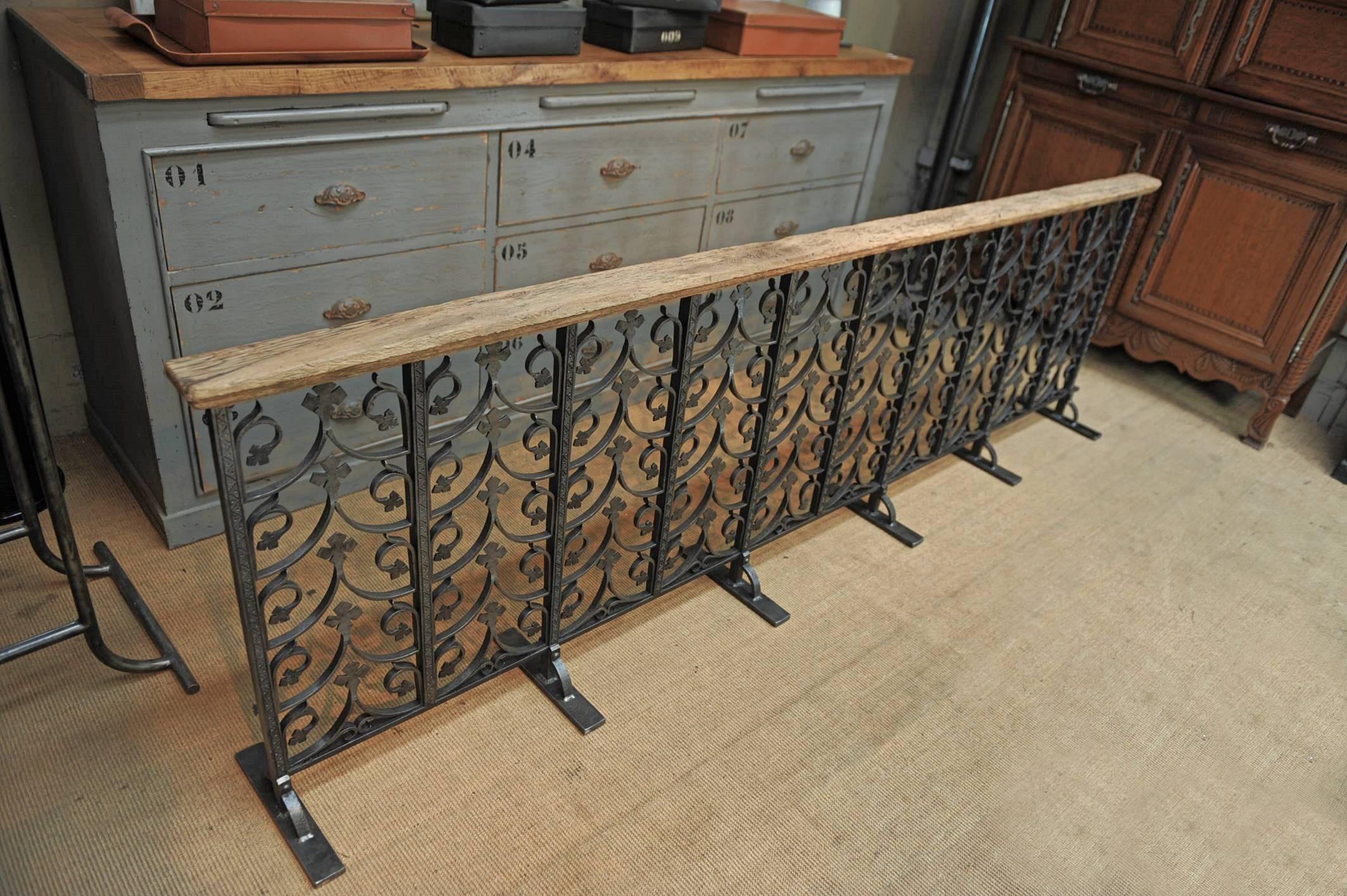 Late 19th Century Iron and Oak Rembarde Balcony In Good Condition In Roubaix, FR