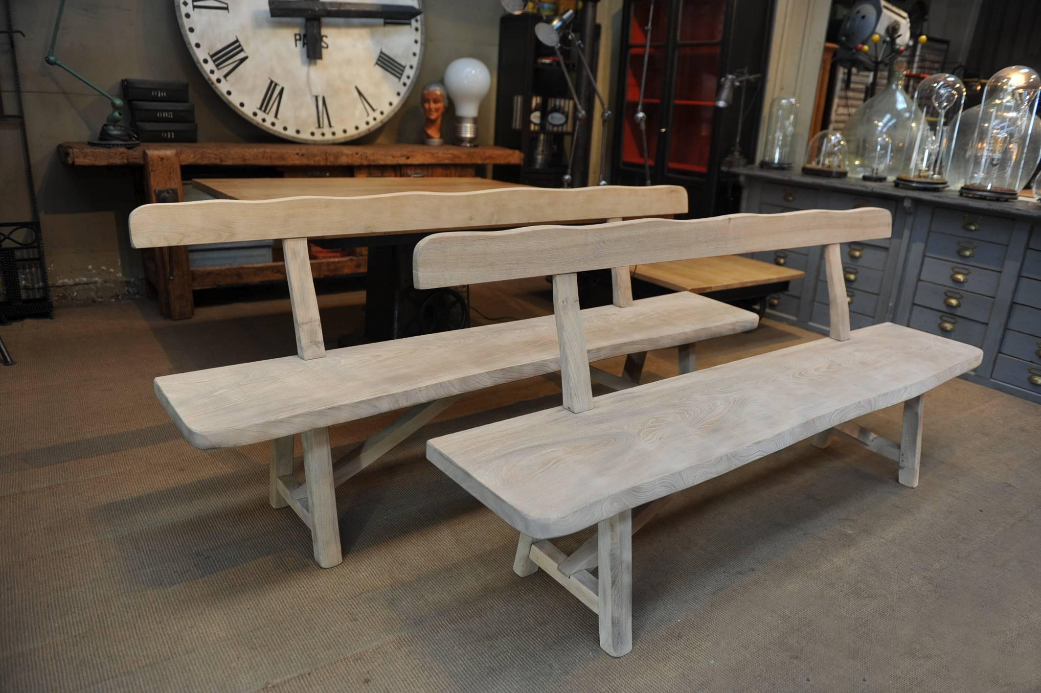 Pair of mid century design natural send elm wood bench by Olavi Hanninen, 1950s. Very stable and excellent condition.
