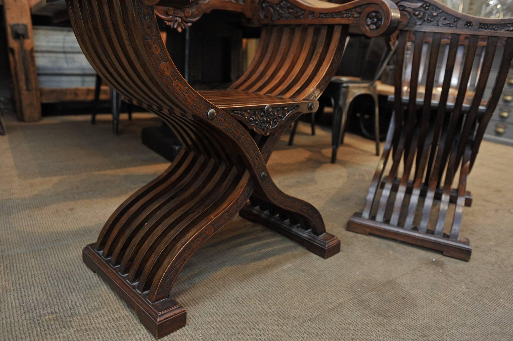 19th Century Pair of Dagobert Carved Walnut Chairs 2