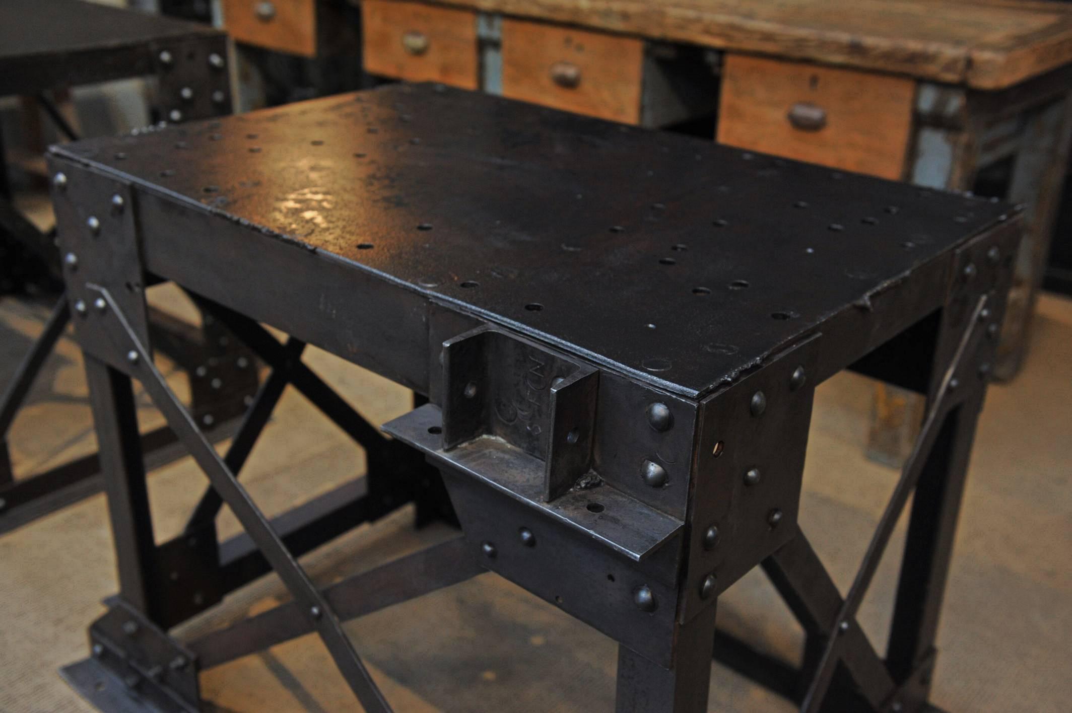 Pair of Factory Industrial iron Console Tables 1920s 2