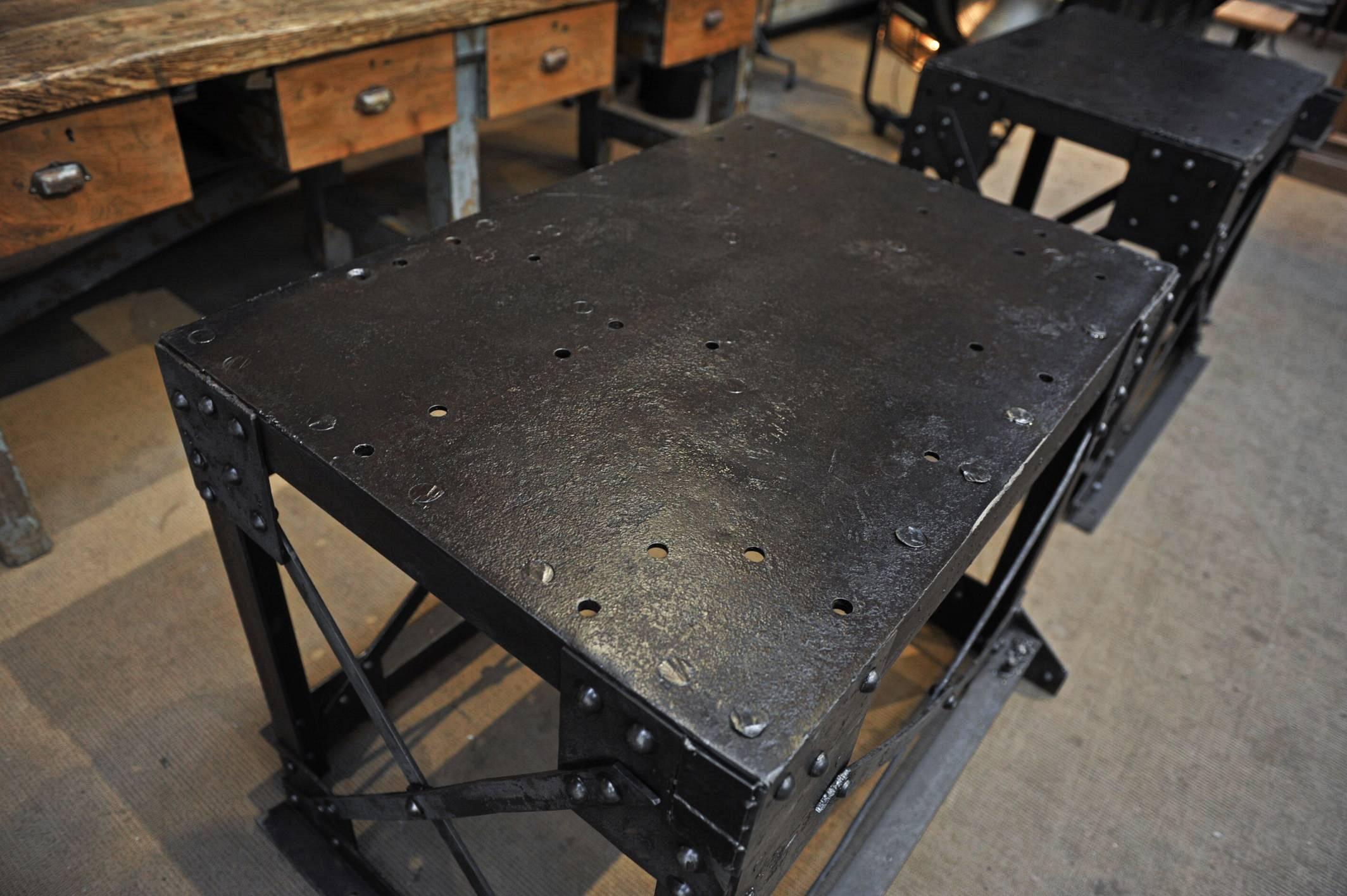Pair of Factory Industrial iron Console Tables 1920s 3