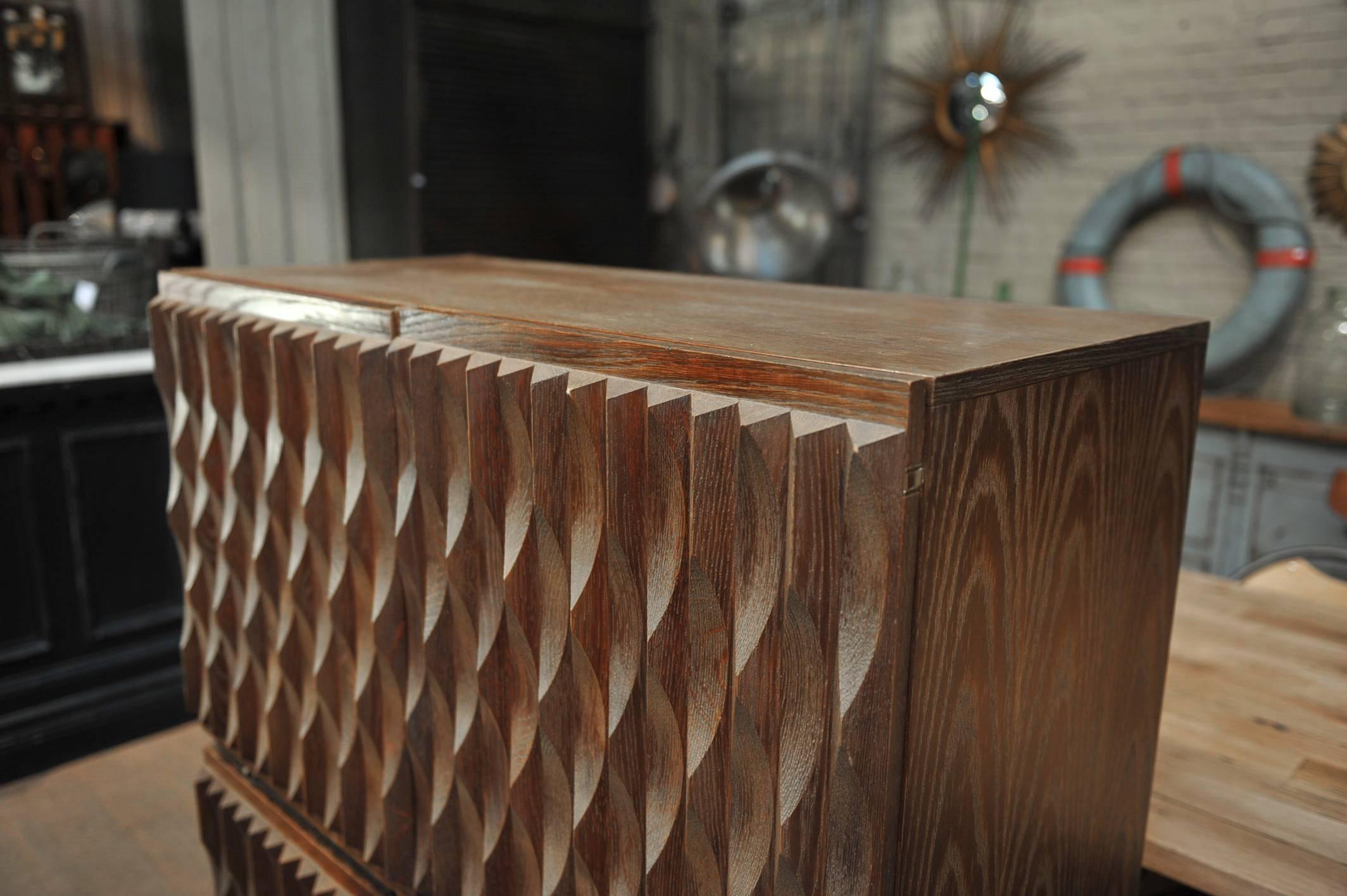 Mid-Century Modern Oak Brutalist Bar Cabinet by De Coene, 1970