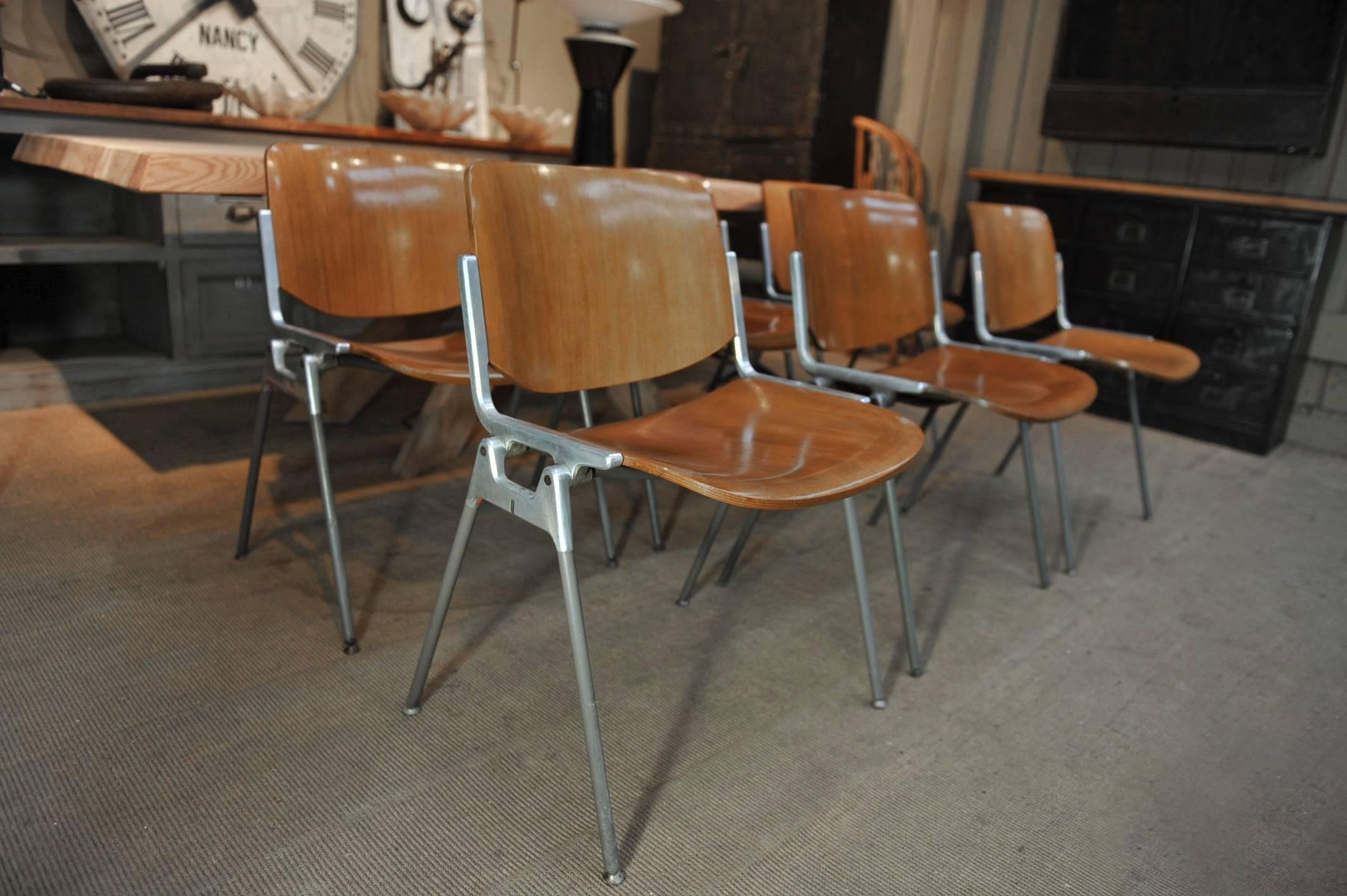 6 Stacking Chairs by Giancarlo Piretti for Castelli 1960s 1