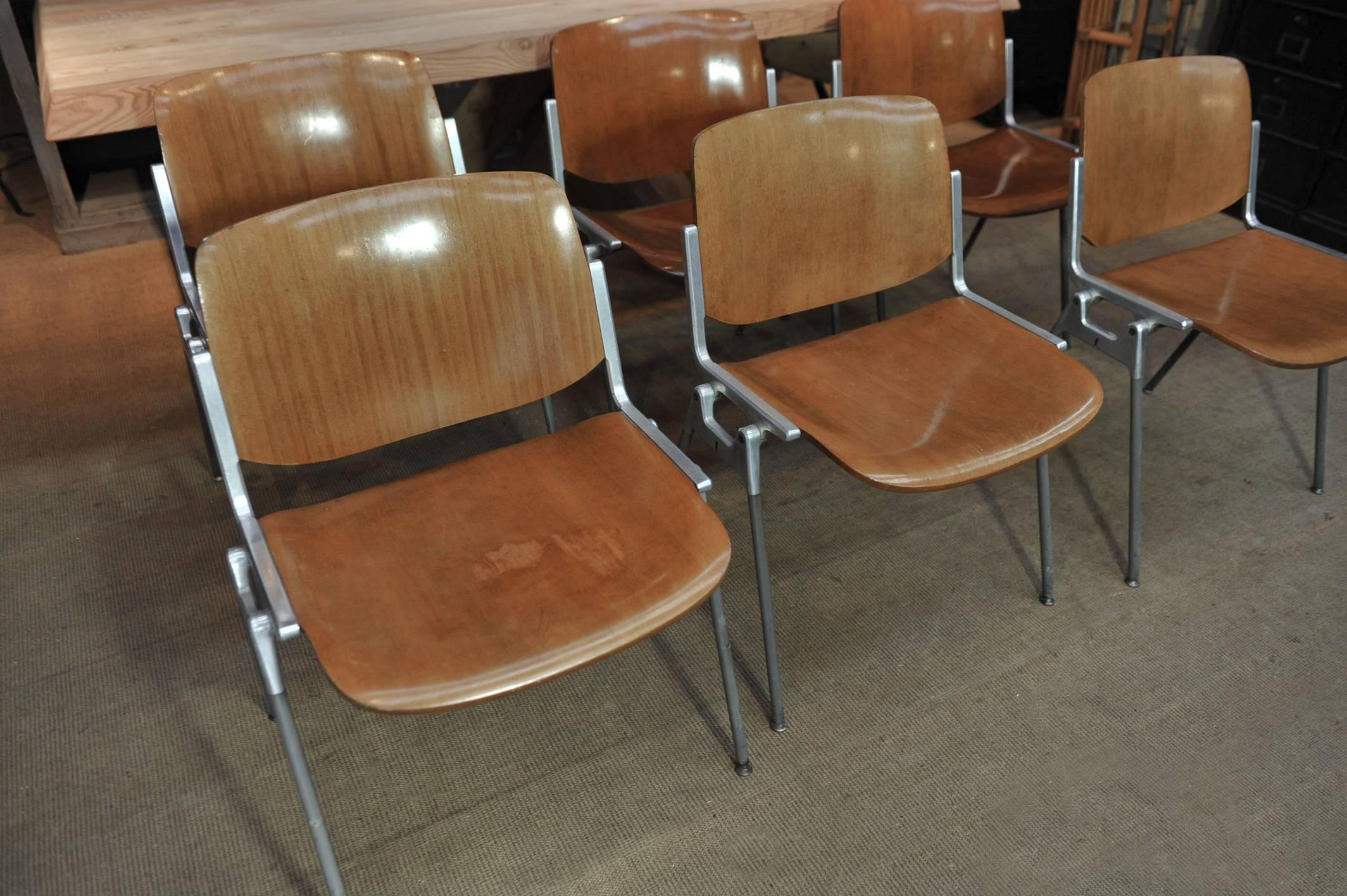 Aluminum 6 Stacking Chairs by Giancarlo Piretti for Castelli 1960s