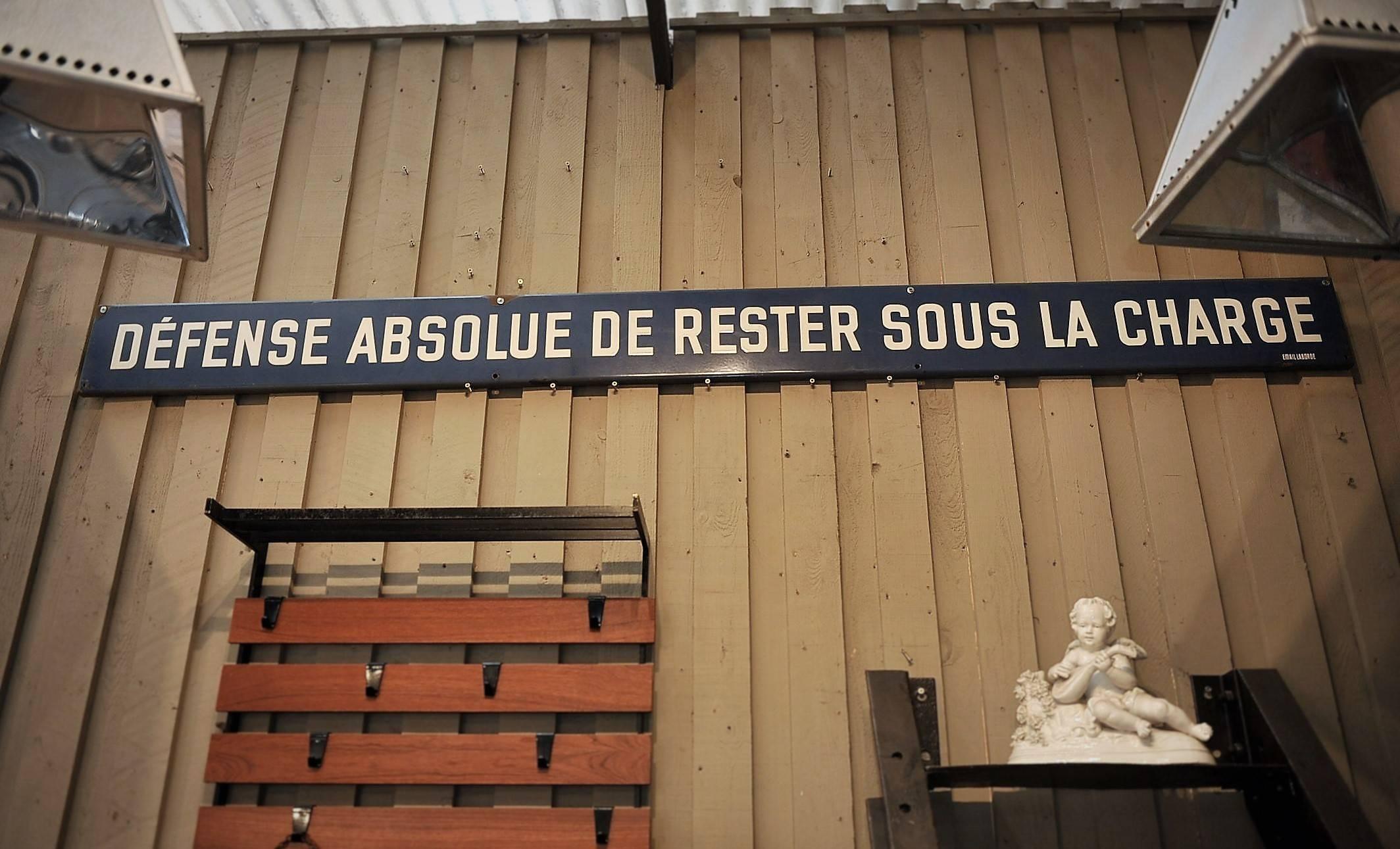 Long French vintage factory enamel sign 