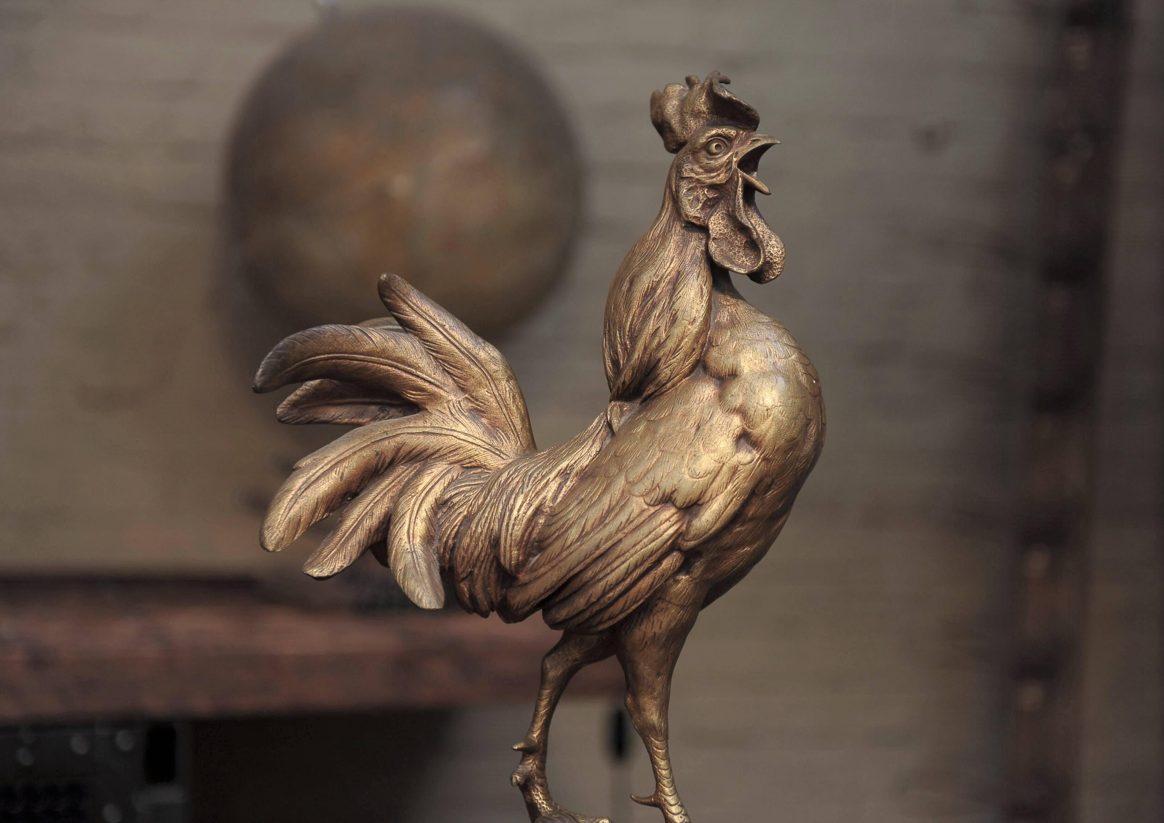 19th Century French Rooster Bronze Statue, Signed Comolera 4