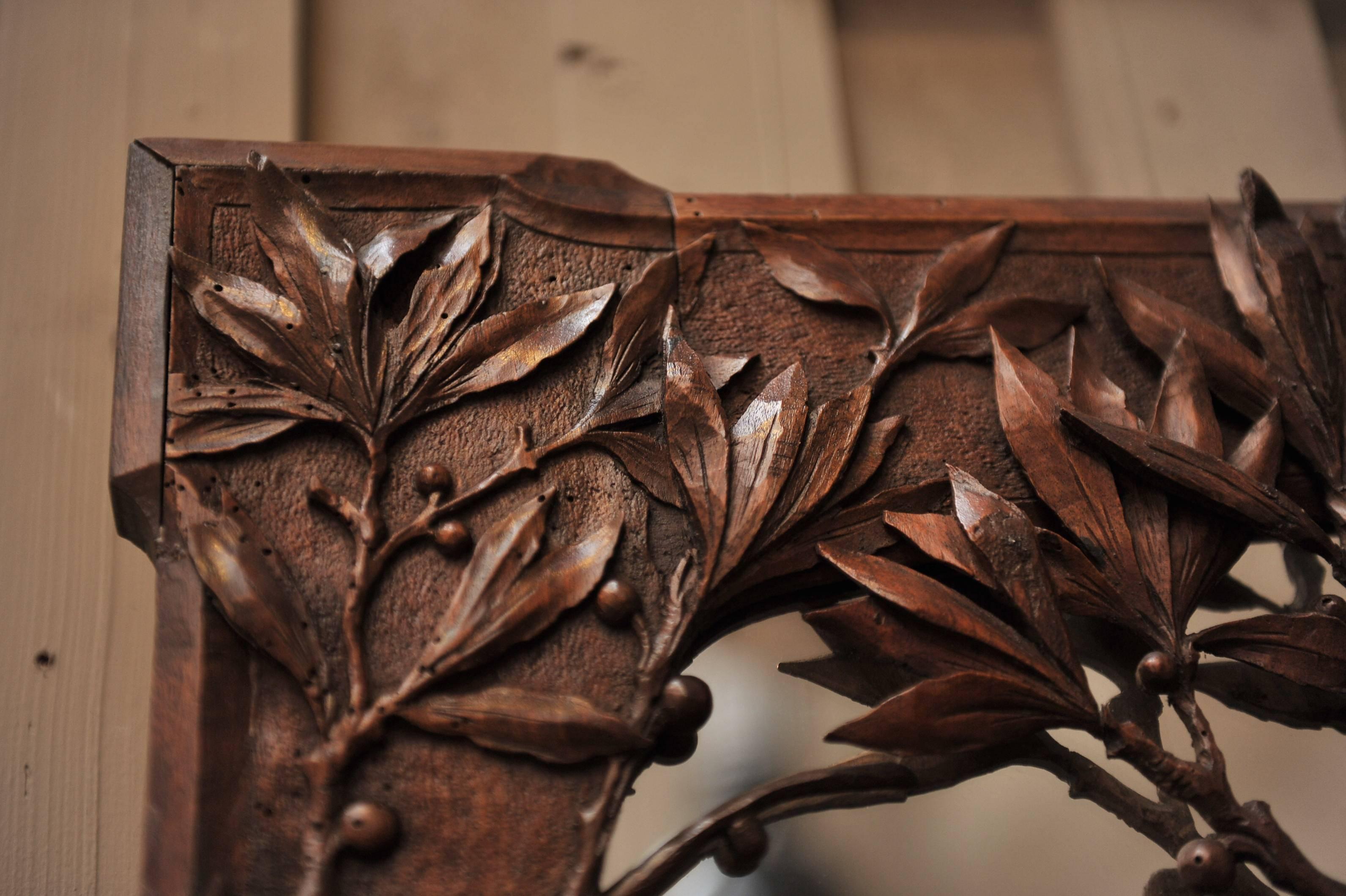 Art Nouveau 1900 French Walnut Mirror 2