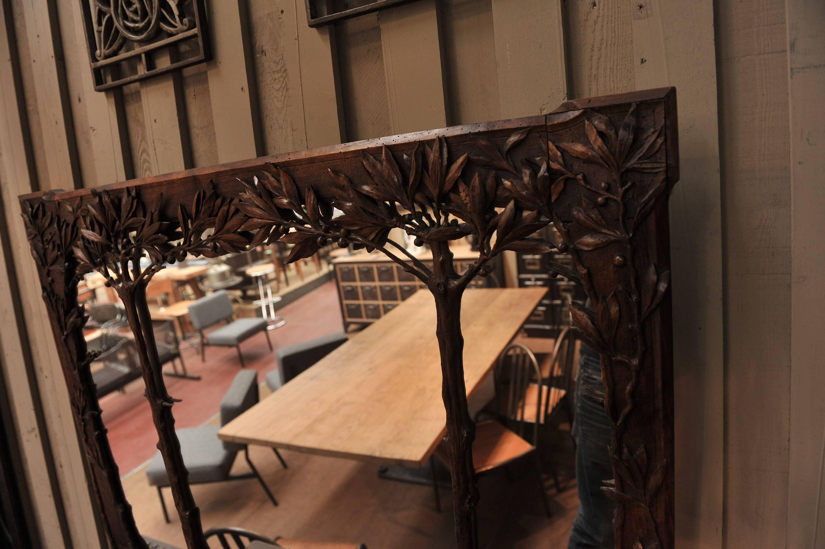 Art Nouveau 1900 French Walnut Mirror 3