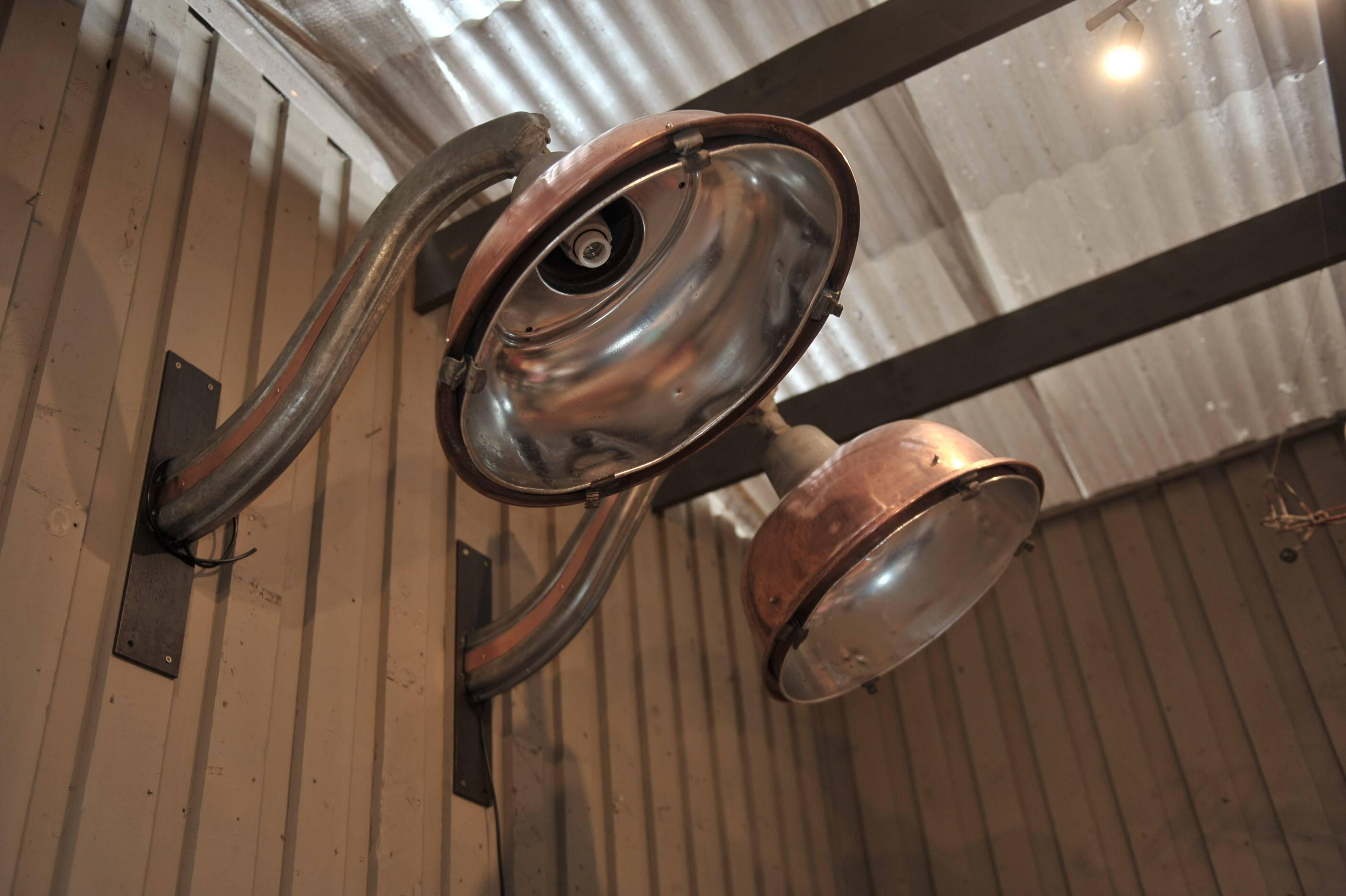 Pair of Vintage Big  French Iron and Brass Street Lights  In Excellent Condition In Roubaix, FR