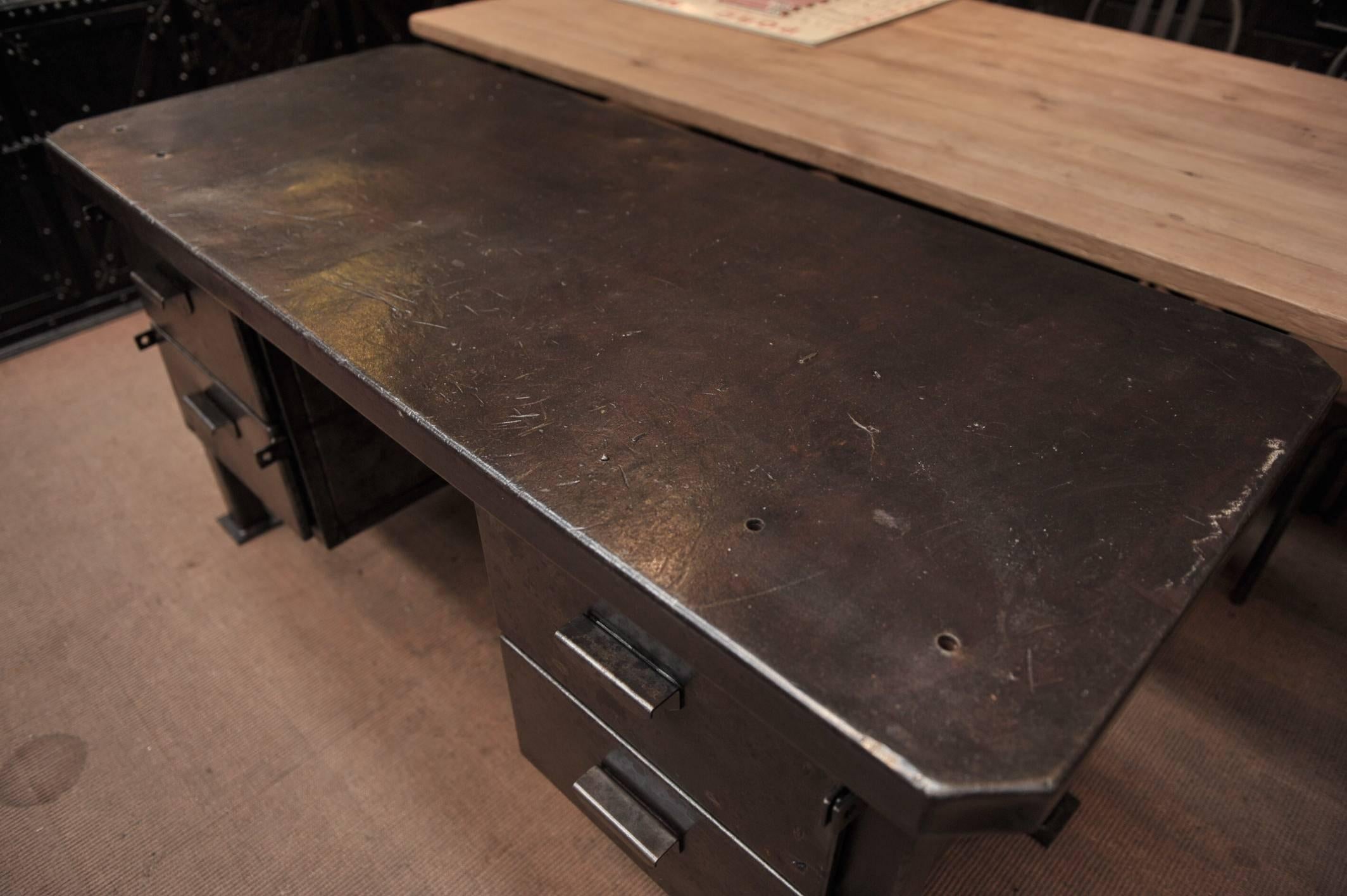 Industrial Iron French Factory Desk, 1940s 2