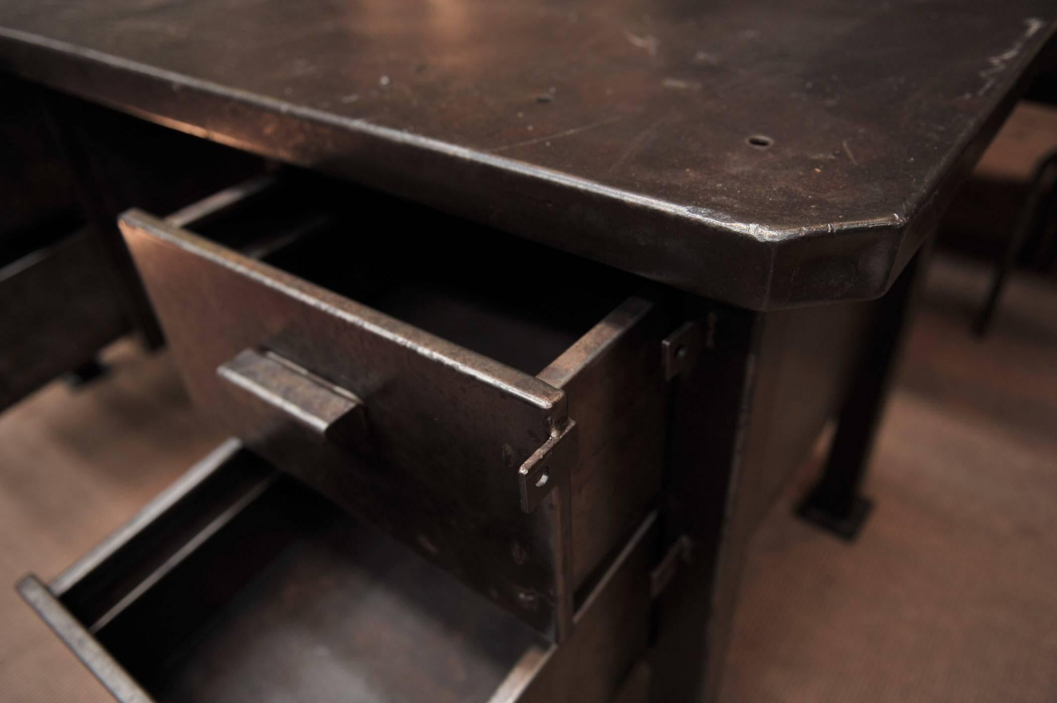 Industrial Iron French Factory Desk, 1940s 3