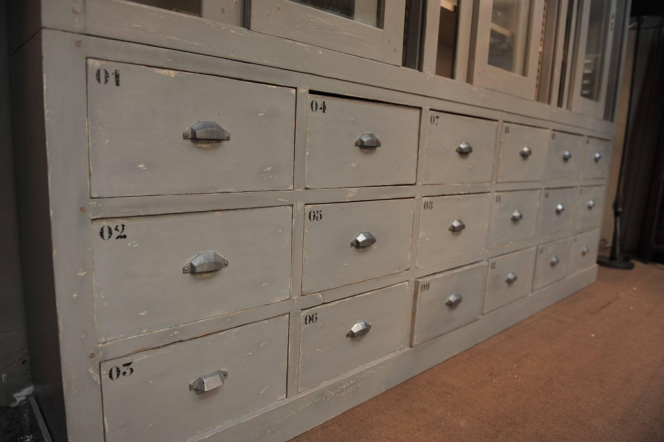 1900s French  Drawer Bookcase Painted Shop Cabinet 2