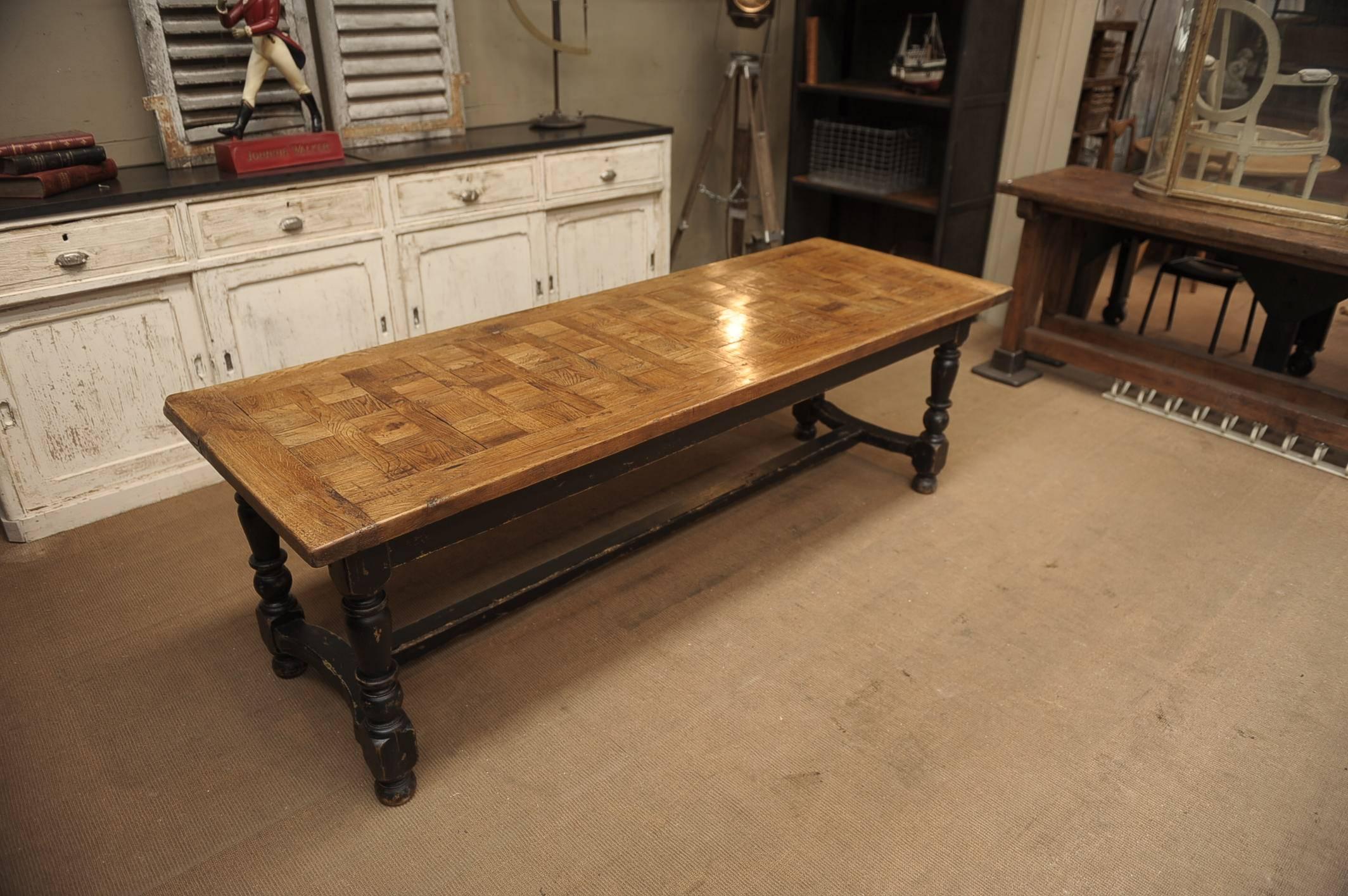 Mid-20th Century French Country Dining Solid Oak Table, 1940s