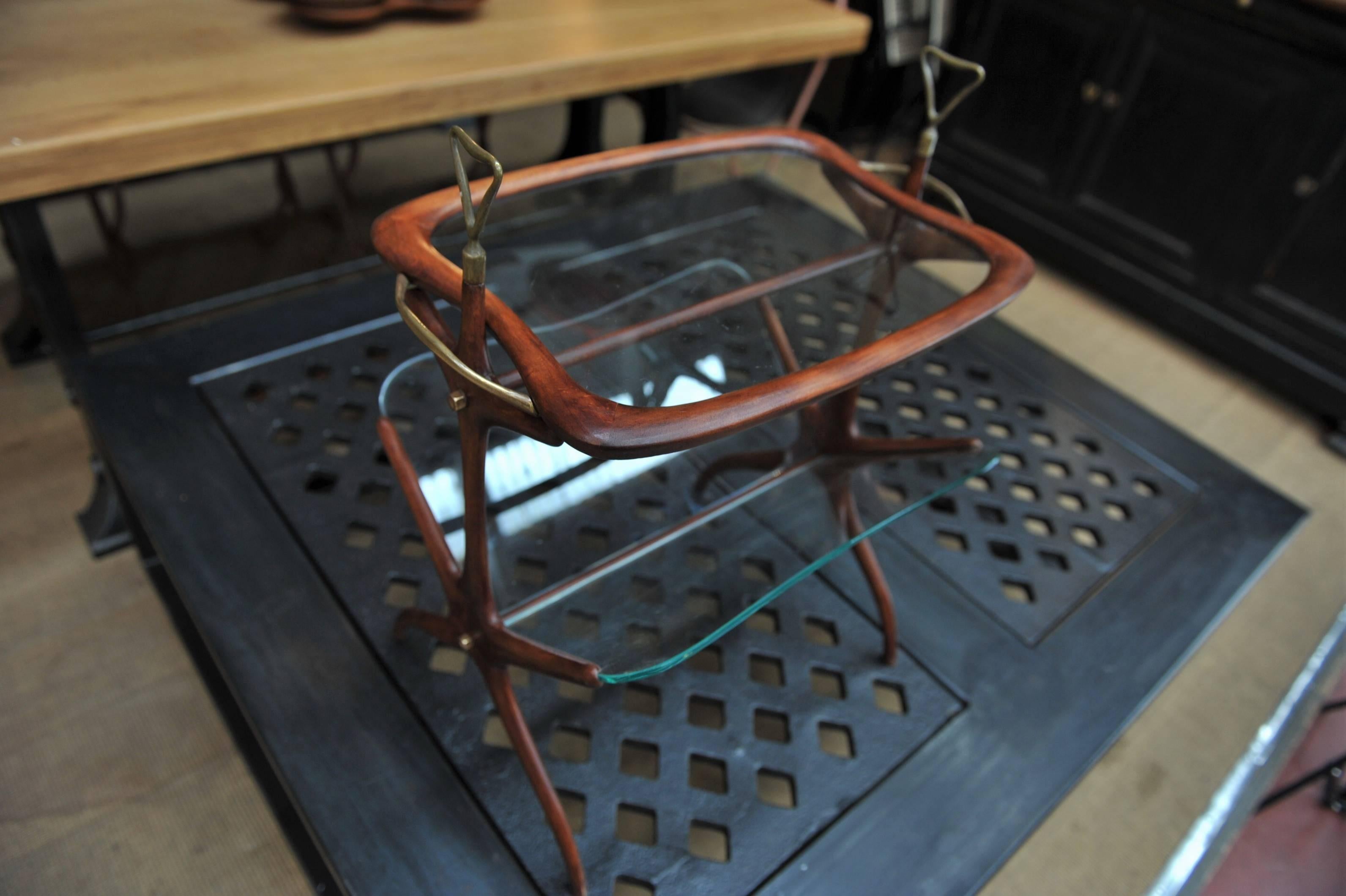 Italian Magazine Rack and Serving Tray Side Table by Cesare Lacca, 1950s 4