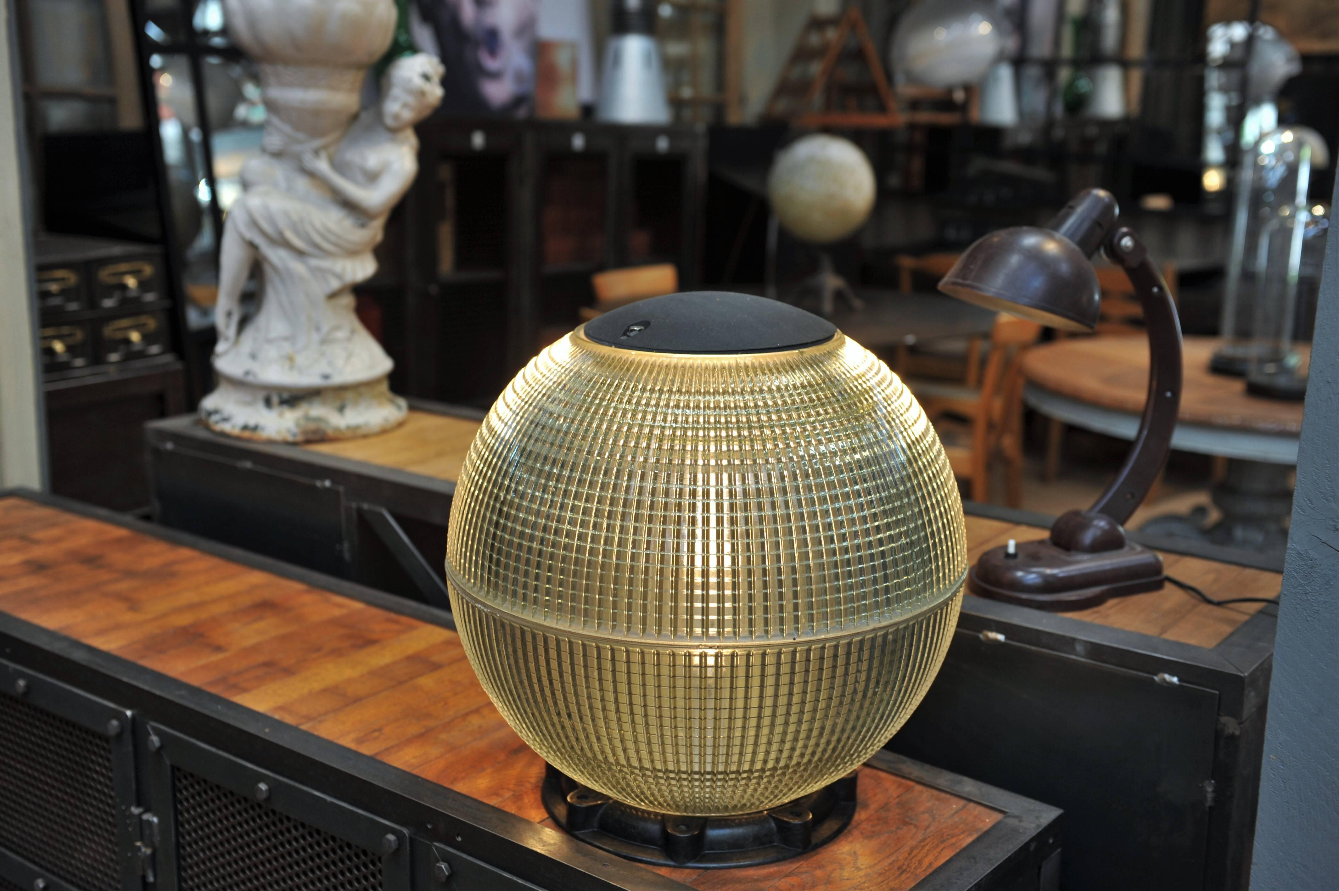 Fiberglass  Large Glass Holophane Globe Street Light in Desk or Table Light