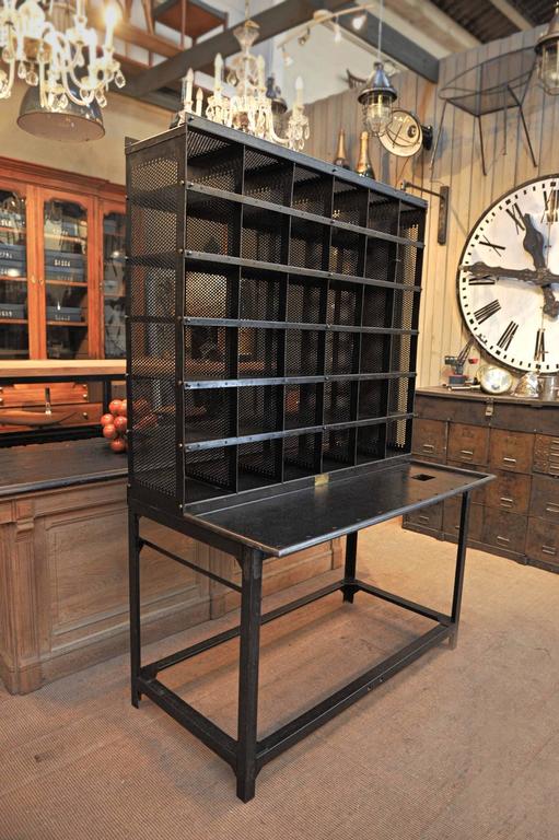 French Post Office Iron Poste Desk by Bauche, 1920s at 1stDibs