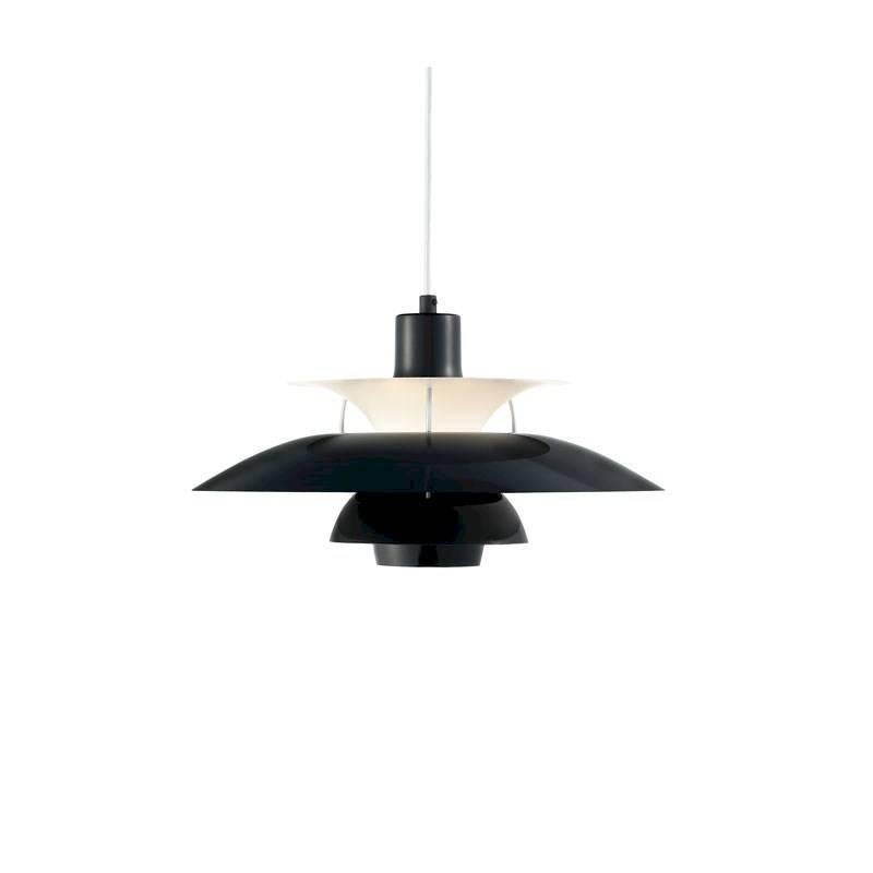Poul Henningsen PH 50 pendants for Louis Poulsen. Available in white or black. 

Price is per item. 

Poul Henningsen introduced the PH 5 Pendant Light in 1958 as a Classic new product. No one knew at the time that it would eventually become