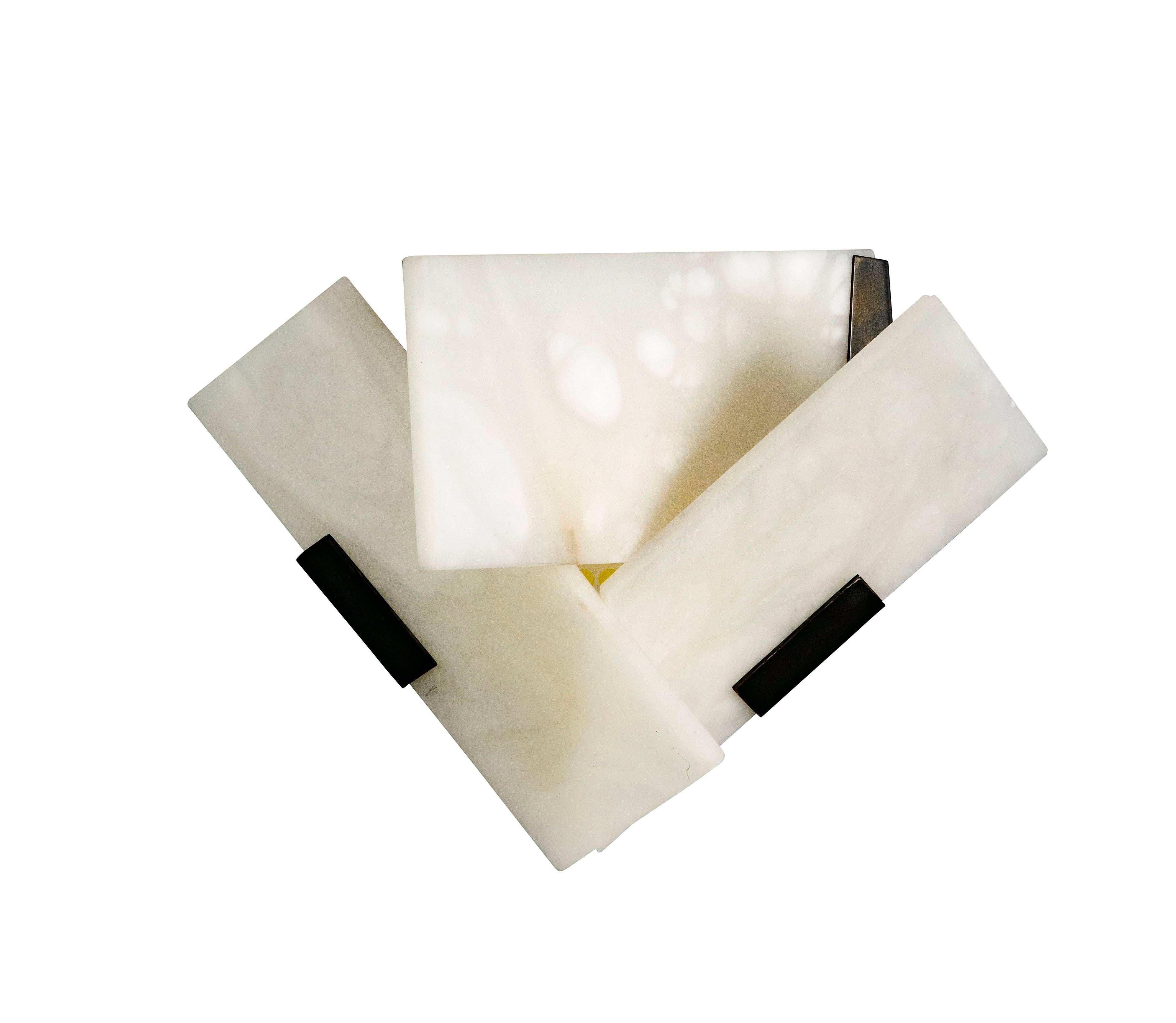 Modern Large 'Fly 3' Alabaster Sconce in the Manner of Pierre Chareau