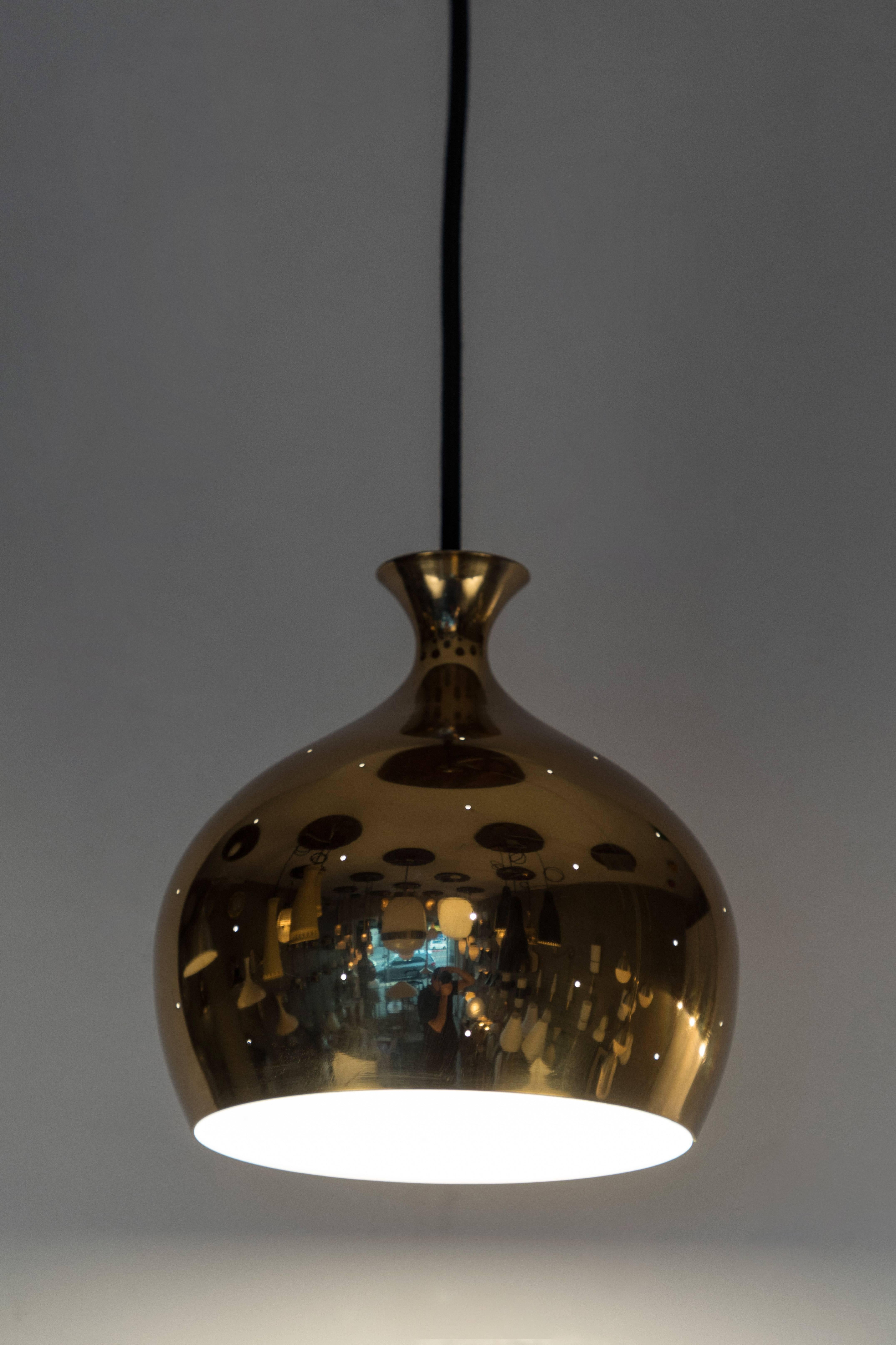 1960s Brass Perforated 'Onion' Pendants by Helge Zimdal for Falkenberg In Good Condition In Glendale, CA