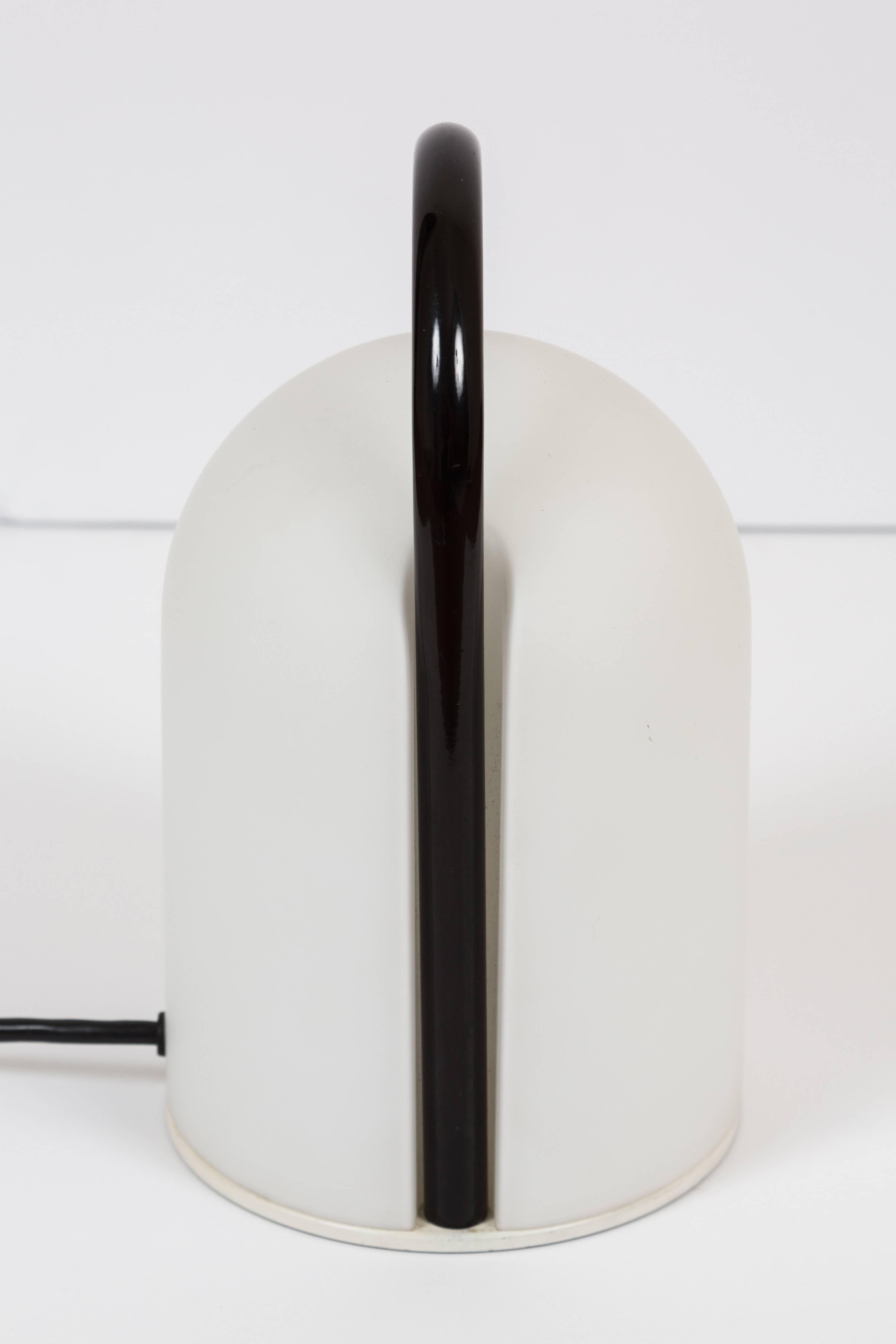 Opaline Glass Pair of 1980s Romolo Lanciani Black 'Tender' Table Lamps for Tronconi