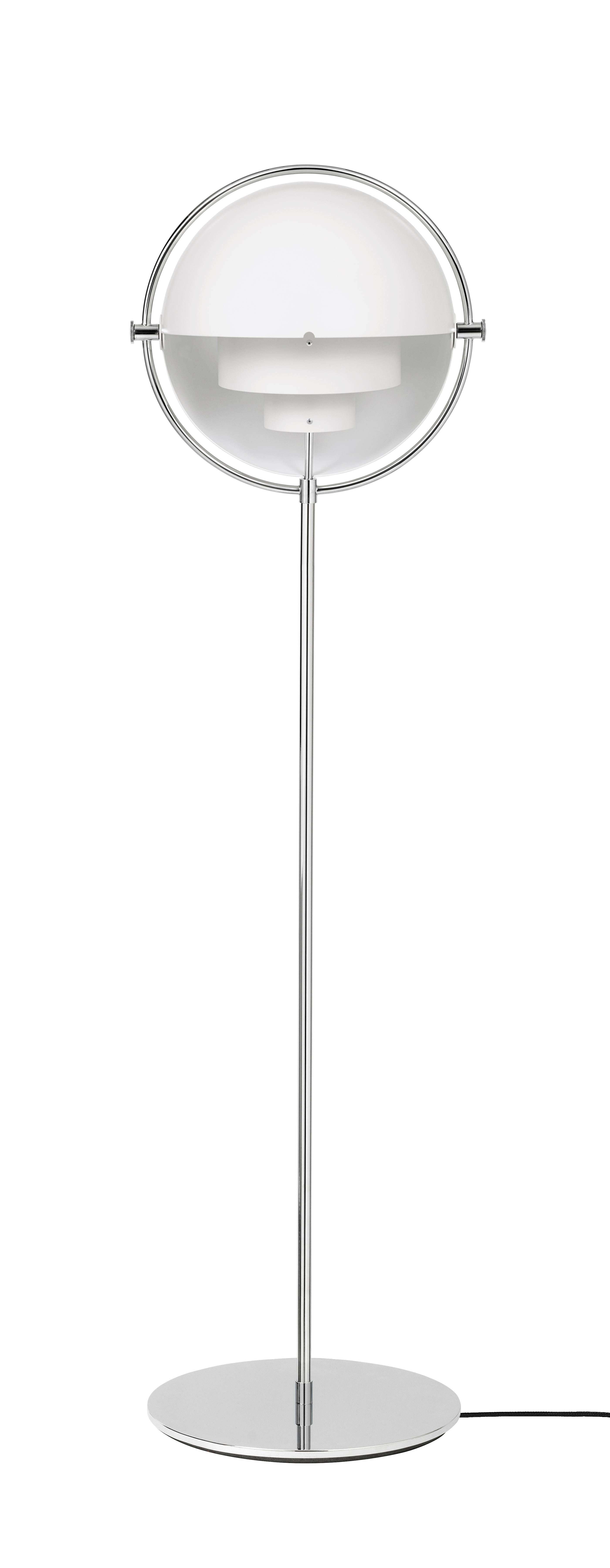Scandinavian Modern Louis Weisdorf 'Multi-Lite' Floor Lamp in White and Chrome For Sale