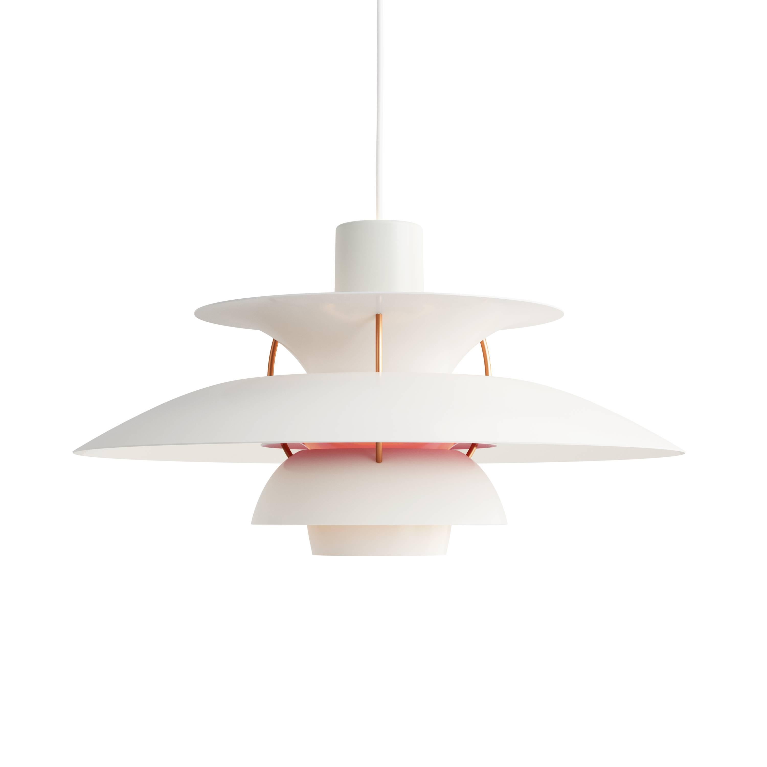 Poul Henningsen PH 5 Pendant for Louis Poulsen in Rose In New Condition For Sale In Glendale, CA