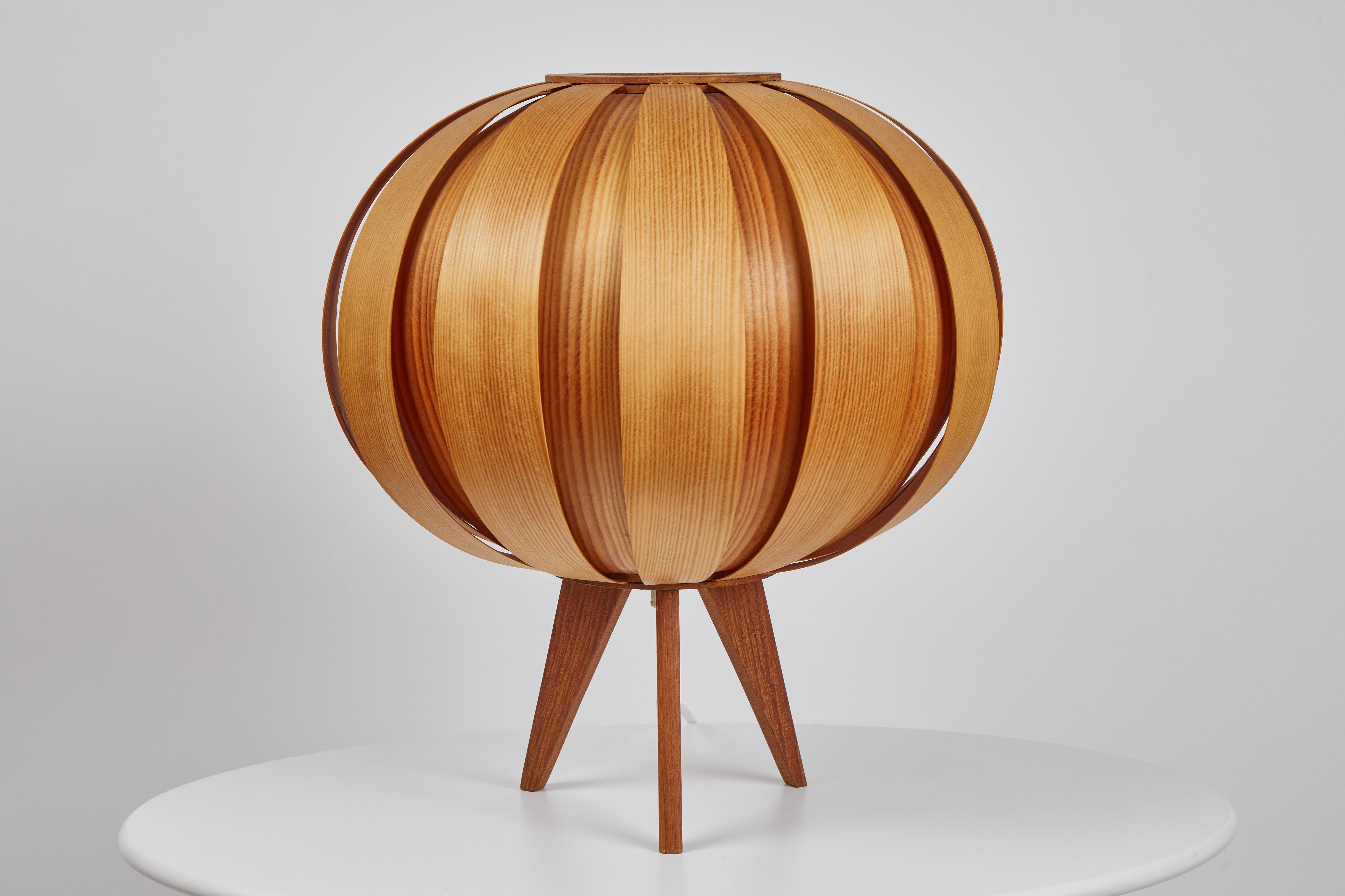Scandinavian Modern 1960s Hans-Agne Jakobsson Wood Table Lamp for AB Ellysett