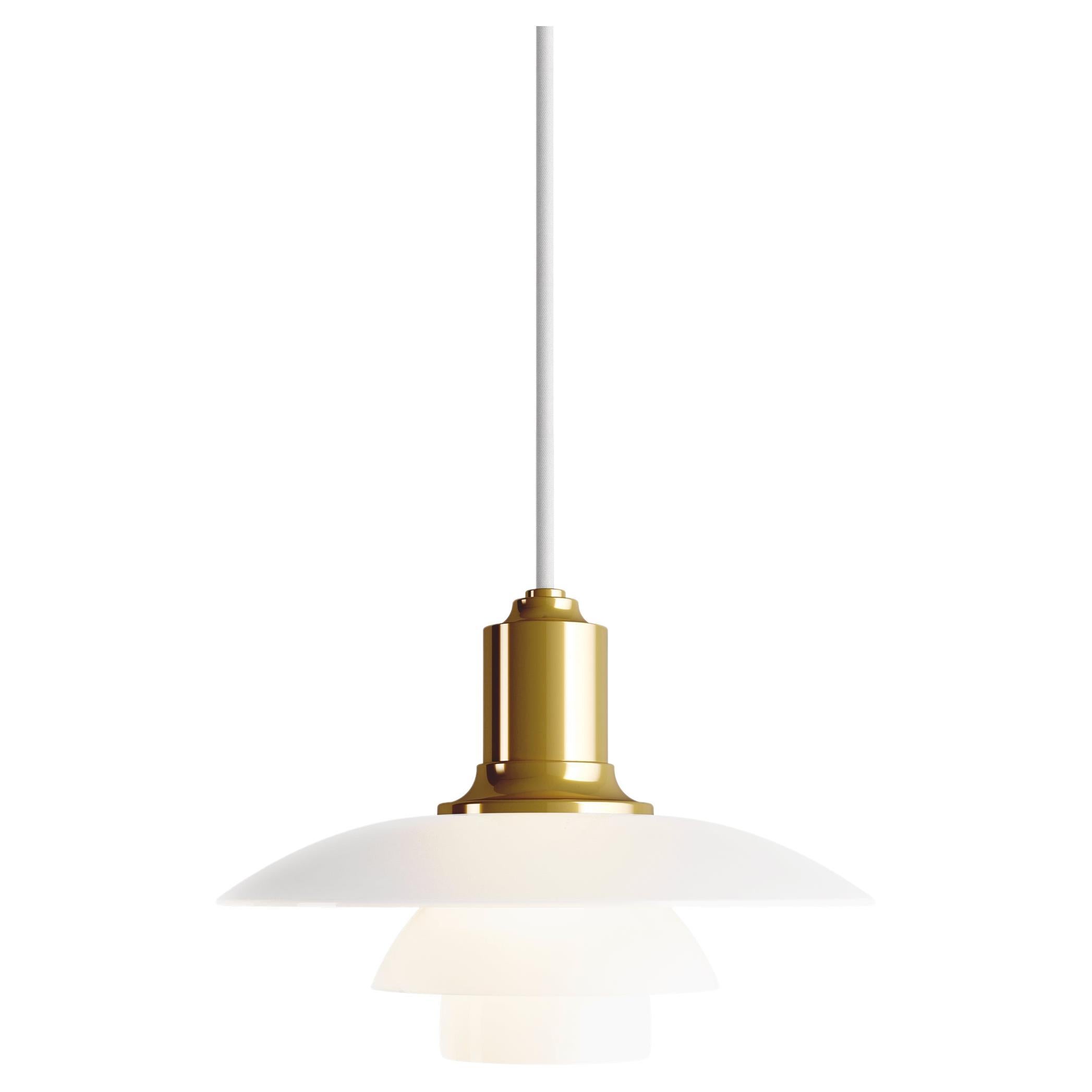 Lampe à suspension en laiton et verre Poul Henningsen PH 2/1 pour Louis Poulsen en vente