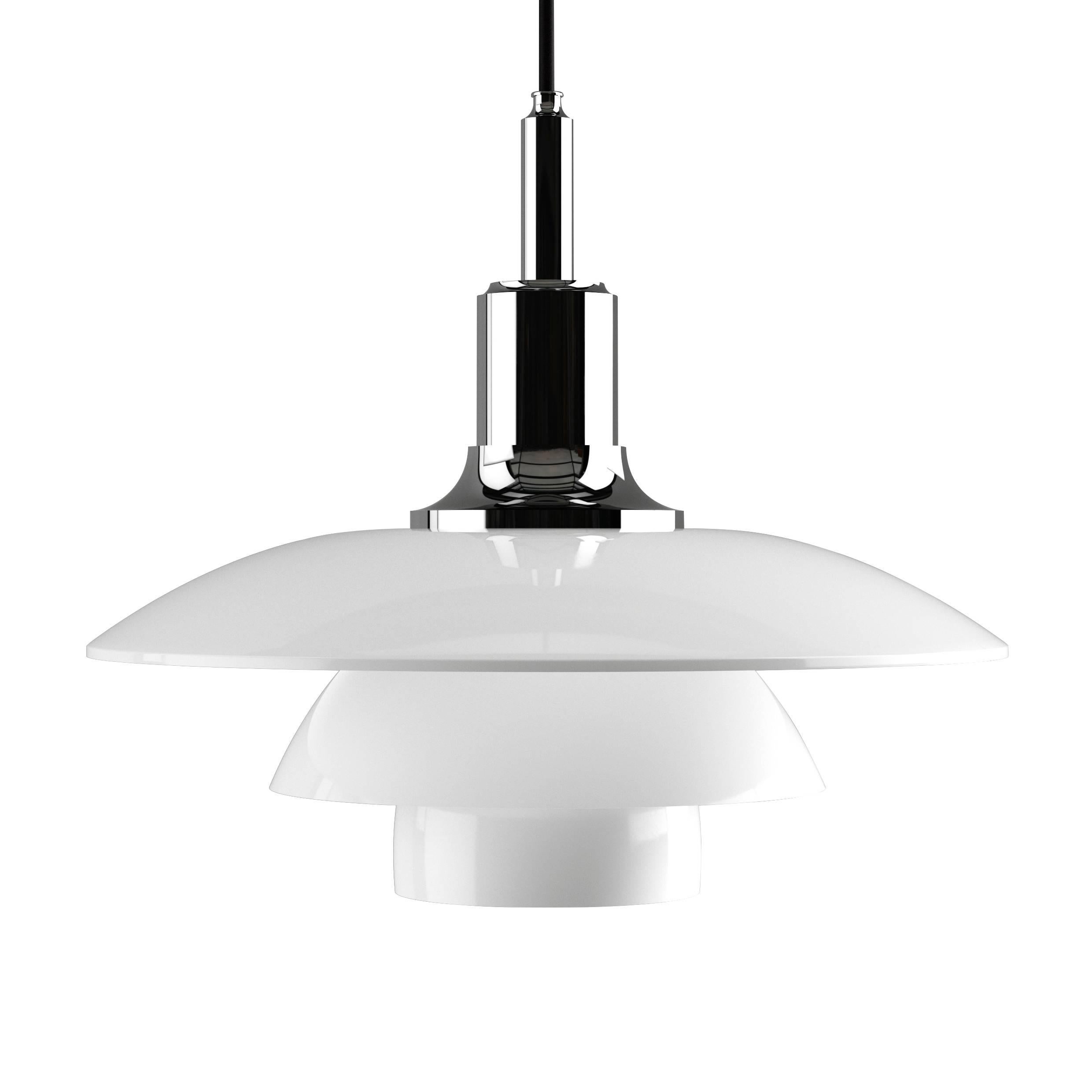 Opaline Glass Poul Henningsen Brass and Glass PH 3½-3 Pendant for Louis Poulsen For Sale