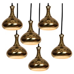 1950s Hans-Agne Jakobsson Perforated Brass Pendants for Markaryd