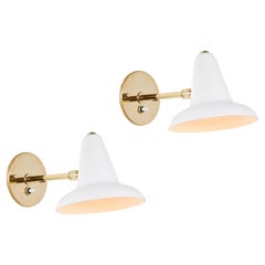 Sconce bianche traforate italiane degli anni '50 attribuite a Gino Sarfatti