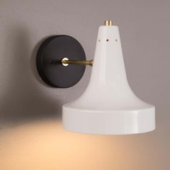 Pair of Large 'Raul' Sconces in Black and White Metal and Brass