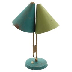 Vintage 1959 Bent Karlby 'Mosaik' Adjustable Brass & Lacquered Metal Table Lamp for Lyfa