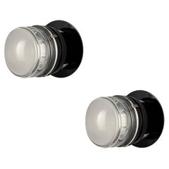 Pair of Joe Colombo 'Fresnel' Outdoor Wall Lamps in Black for Oluce
