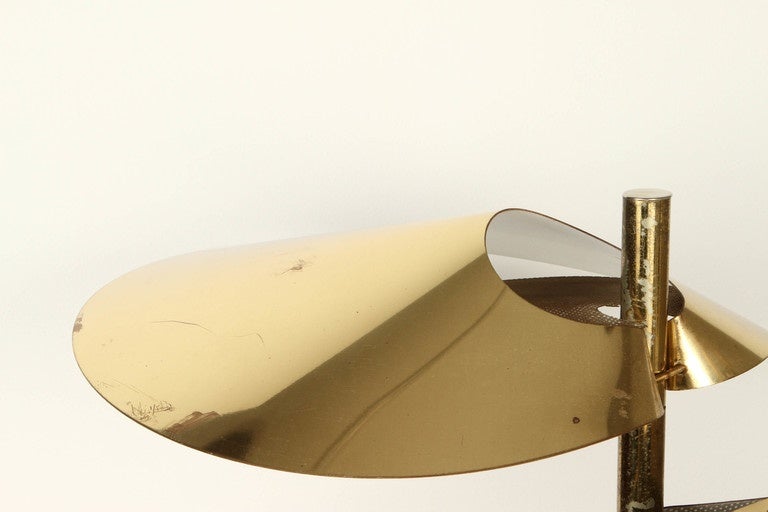 Brass 1970s Curtis Jere 'Lily Pad' Floor Lamp