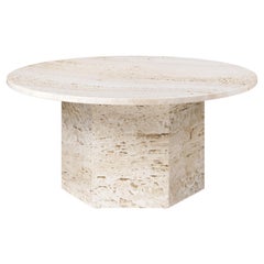 Travertine 'Epic' Table in Neutral White by GamFratesi for Gubi, 31.5 inch