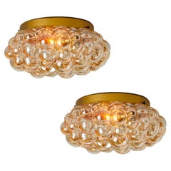 1960s Helena Tynell Model #A664 Amber Bubble Glass Flush Mount for Limburg