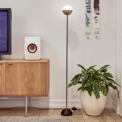 'KOKO' Floor Lamp in Opaline Glass & Brass by Alvaro Benitez