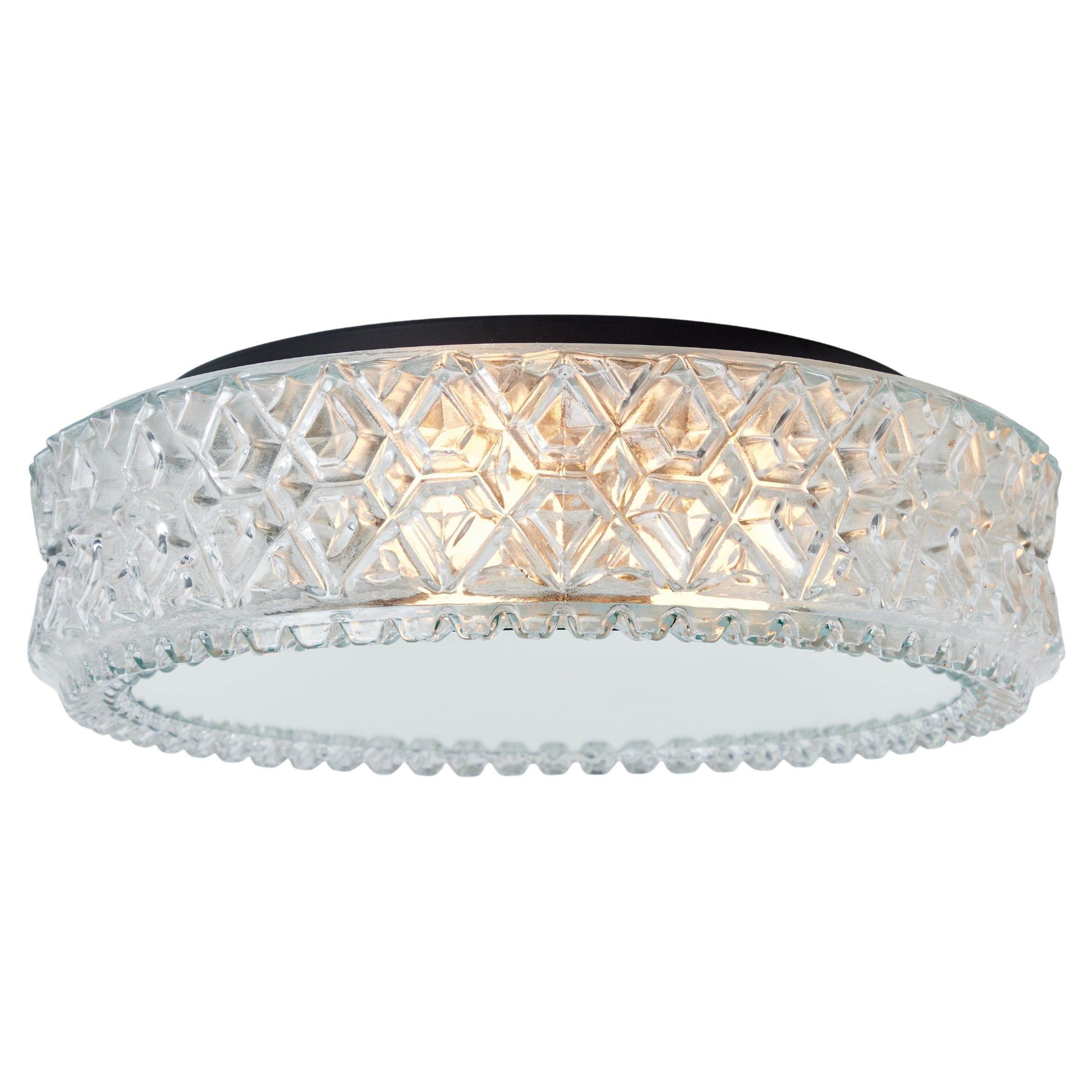 1960s Sculptural Glass and Mirrored Wall or Ceiling Lamp for Limberg