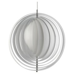 Verner Panton Large 'Moon' Pendant Lamp in White Metal for Verpan, 17.5 inch