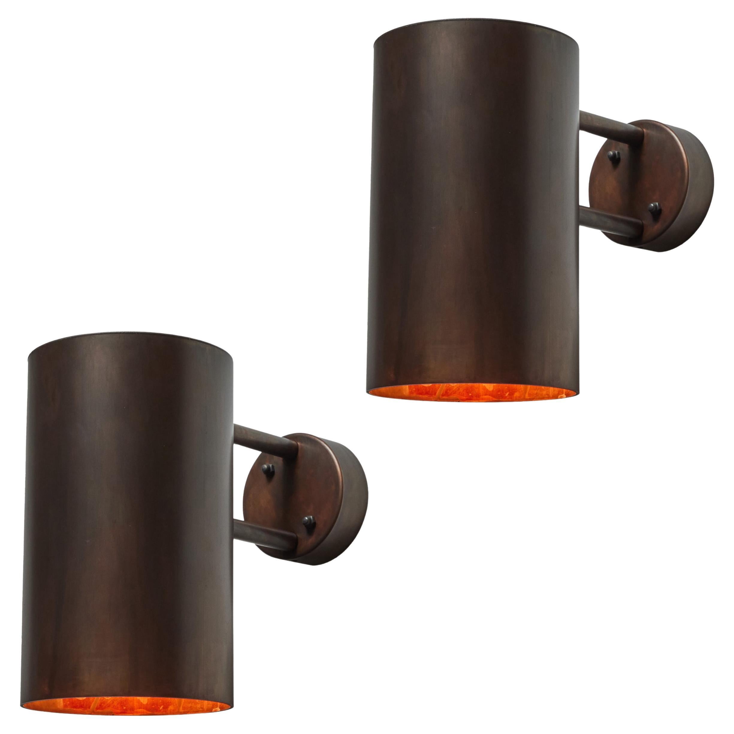 Pair of Large Hans-Agne Jakobsson C 627 'Rulle' Brown Patinated Outdoor Sconces For Sale