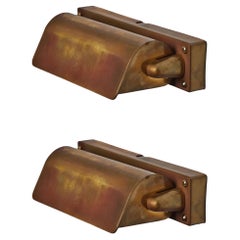 Vintage Pair of 1930s Finnish Patinated Brass Wall Lights Attributed to Paavo Tynell