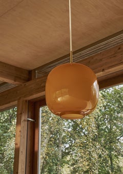 Large Vilhelm Lauritzen VL45 'Radiohus' Pendant in Amber Glass for Louis Poulsen