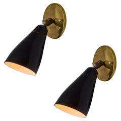 Applique articulée noire Giuseppe Ostuni Model #101 des années 1950 pour O-Luce