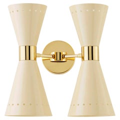 'Megafono' Glossy Ivory Double-Shade Wall Lamp for Stilnovo