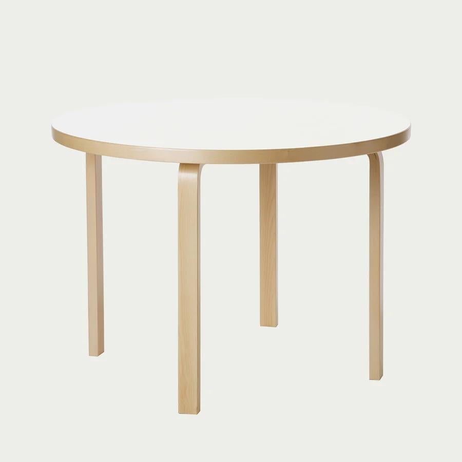 Alvar Aalto Birch & White Laminate Table 90A and Chair 66 Dining Set for Artek For Sale 1