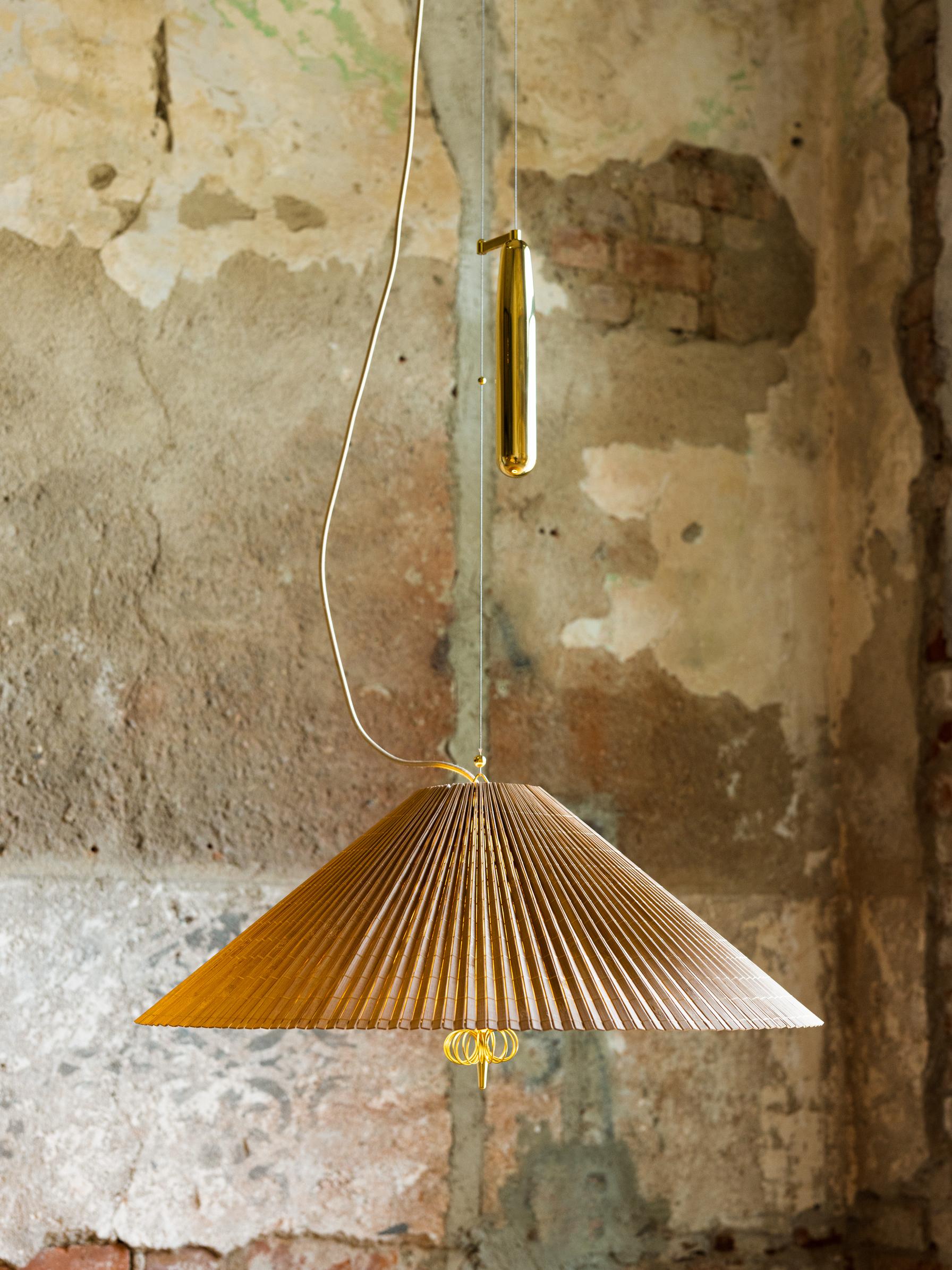 Mid-Century Modern Paavo Tynell 'A1972' Bamboo Pendant Lamp with Counterweight for GUBI For Sale