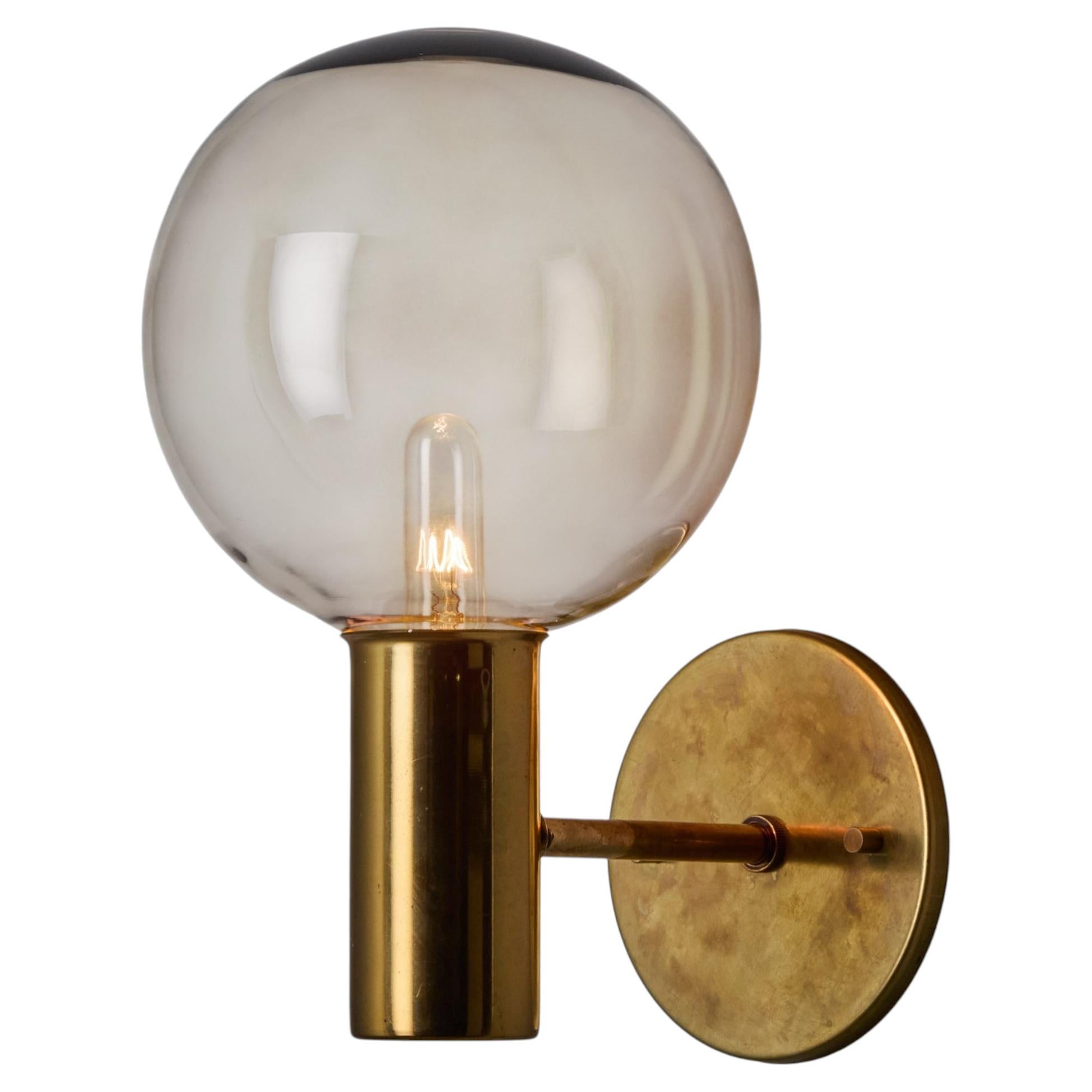1960s Hans Agne Jakobsson #V149 Glass & Brass Wall Lamp for Markaryd