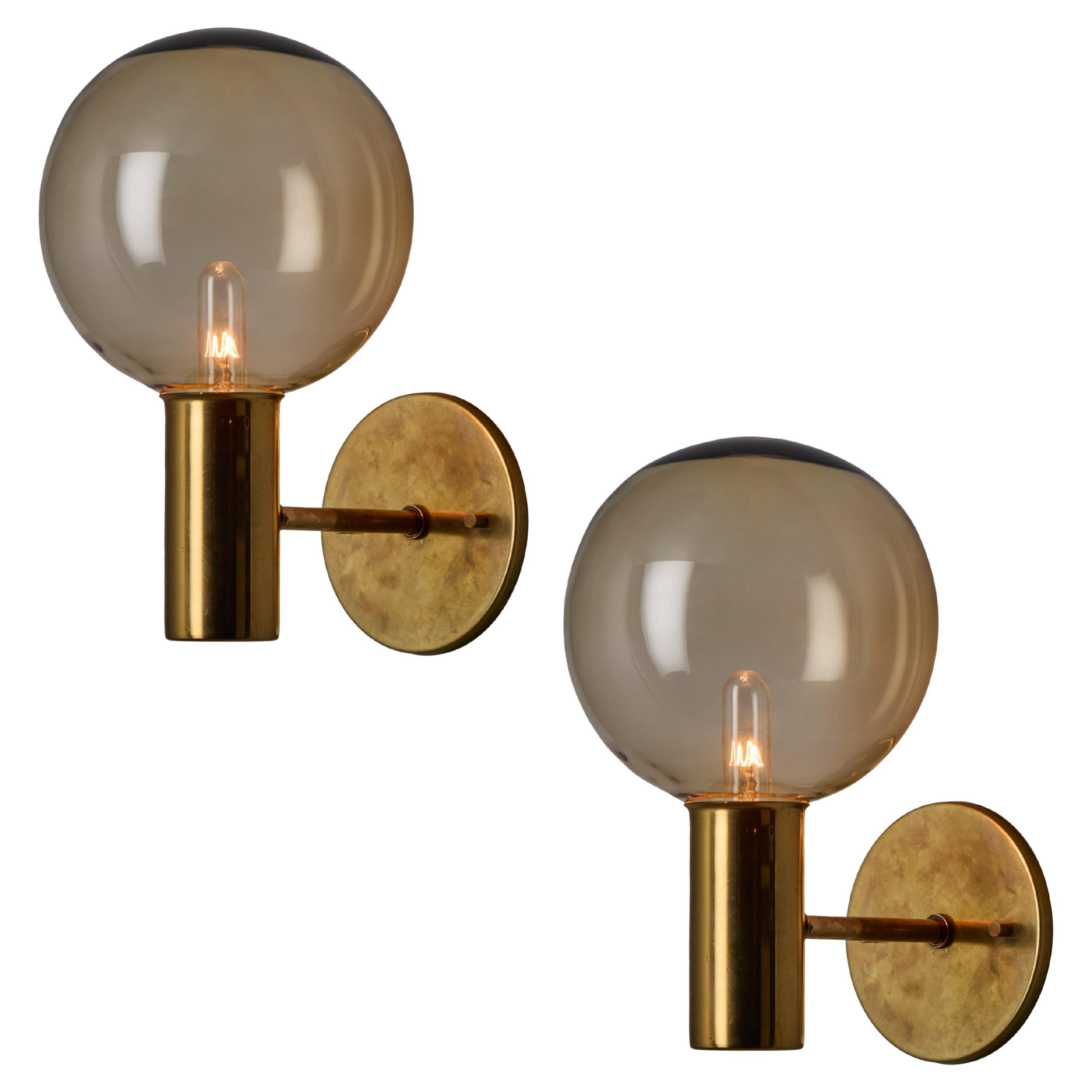 Lampada da parete in vetro e ottone Hans-Agne Jakobsson #V149 degli anni '60 per Markaryd
